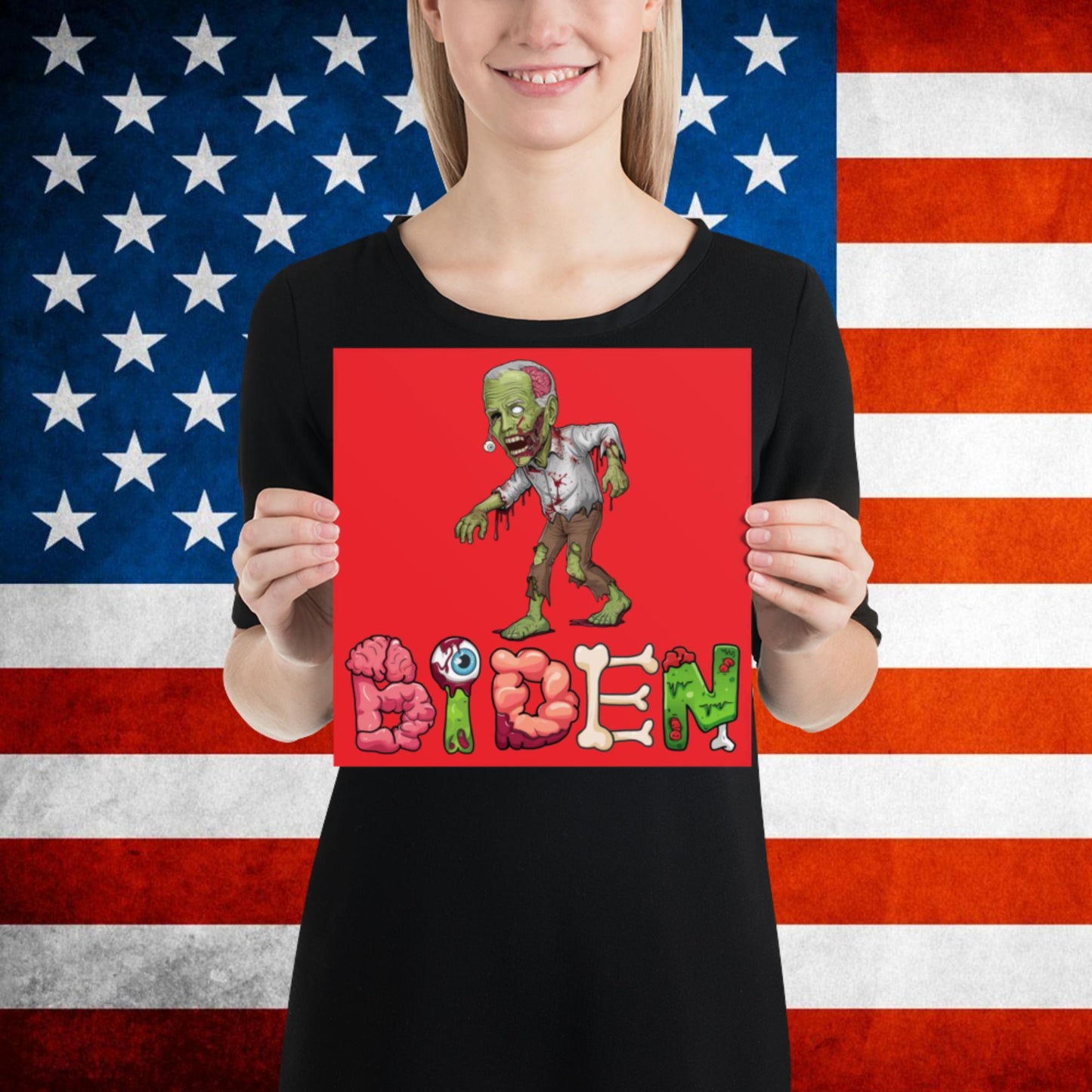 Old Joe Biden Zombie Walking Dead Funny Politics Poster 10″×10″ Posters Joe Biden Politics TV Shows Walking Dead Zombie Next Cult Brand