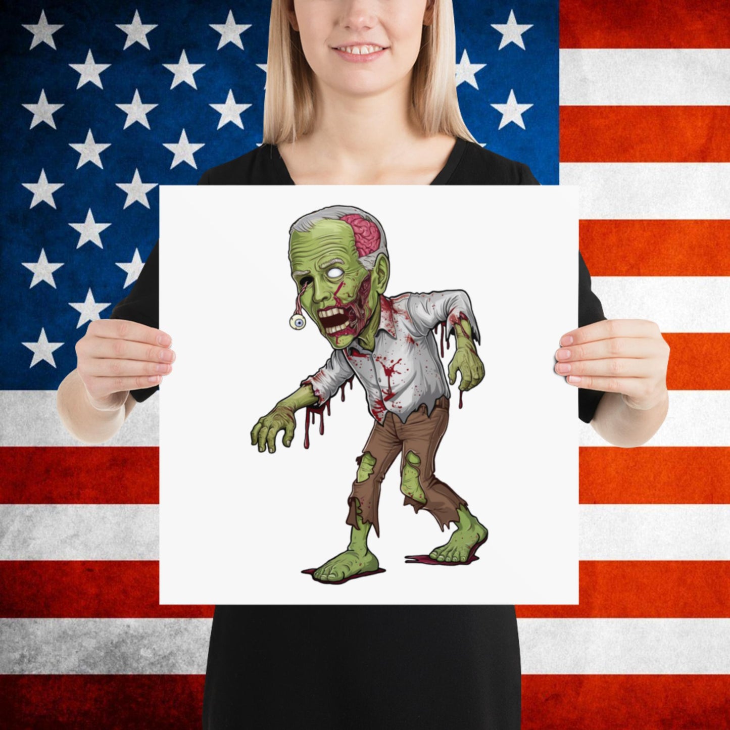 Old Joe Biden Zombie Walking Dead Funny Politics Poster 16″×16″ Posters Joe Biden Politics TV Shows Walking Dead Zombie Next Cult Brand