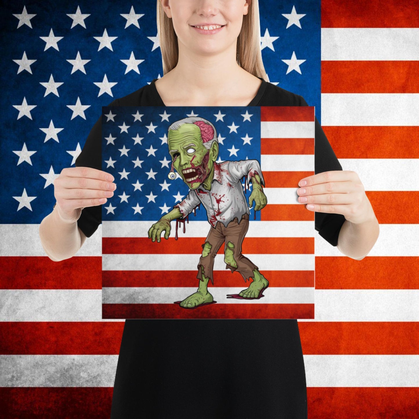 Old Joe Biden Zombie Walking Dead Funny Politics Poster 14″×14″ Posters Joe Biden Politics TV Shows Walking Dead Zombie Next Cult Brand