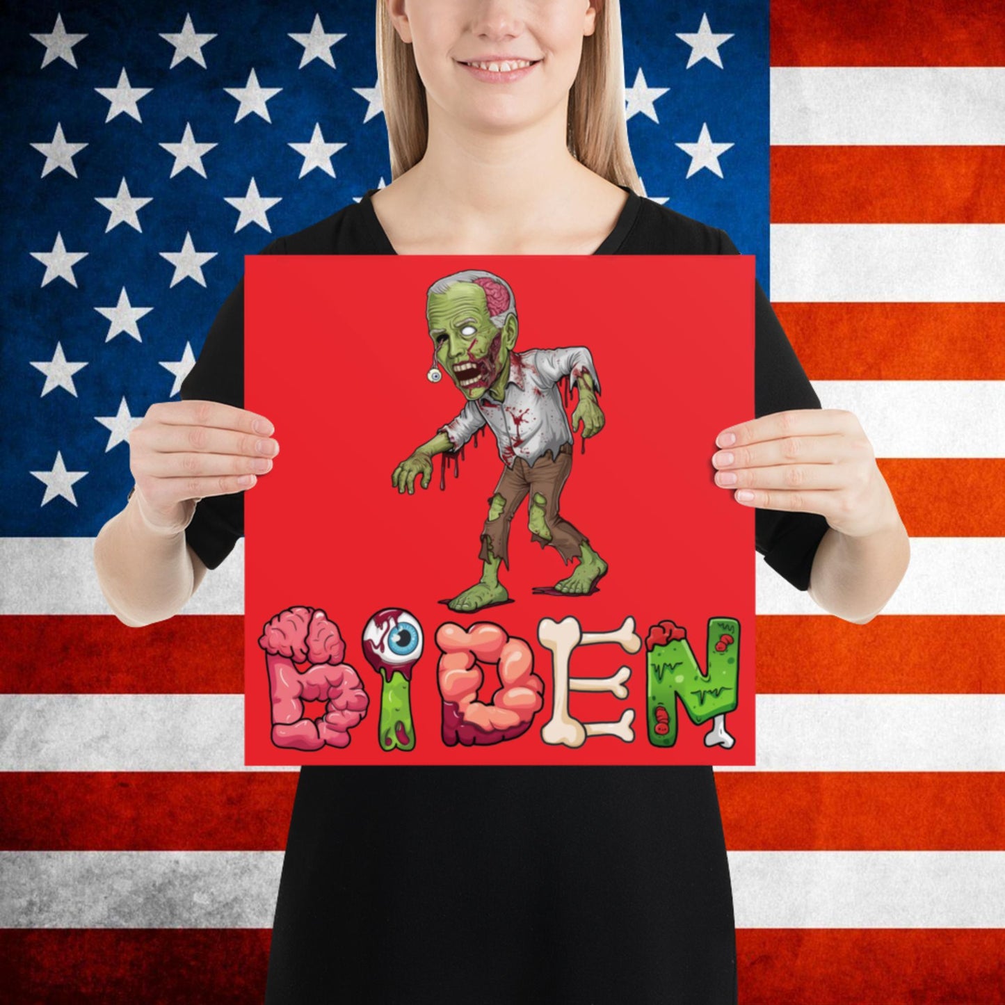 Old Joe Biden Zombie Walking Dead Funny Politics Poster 14″×14″ Posters Joe Biden Politics TV Shows Walking Dead Zombie Next Cult Brand