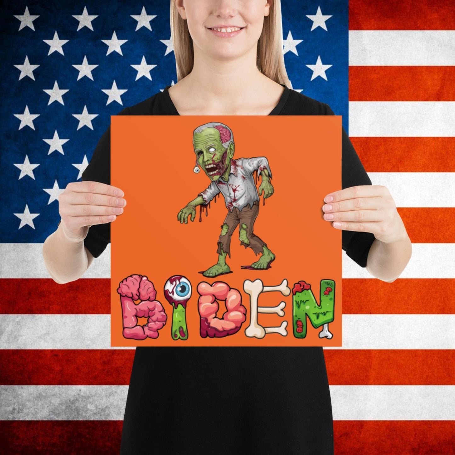 Old Joe Biden Zombie Walking Dead Funny Politics Poster 14″×14″ Posters Joe Biden Politics TV Shows Walking Dead Zombie Next Cult Brand