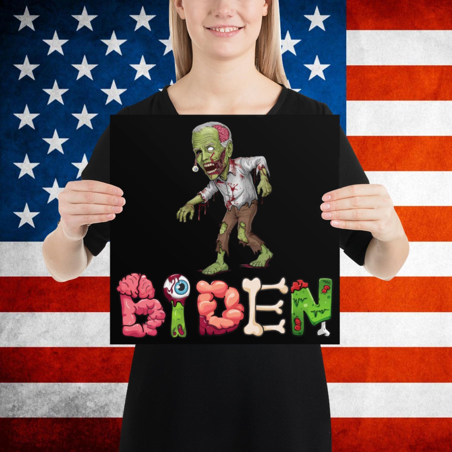 Old Joe Biden Zombie Walking Dead Funny Politics Poster 14″×14″ Posters Joe Biden Politics TV Shows Walking Dead Zombie Next Cult Brand