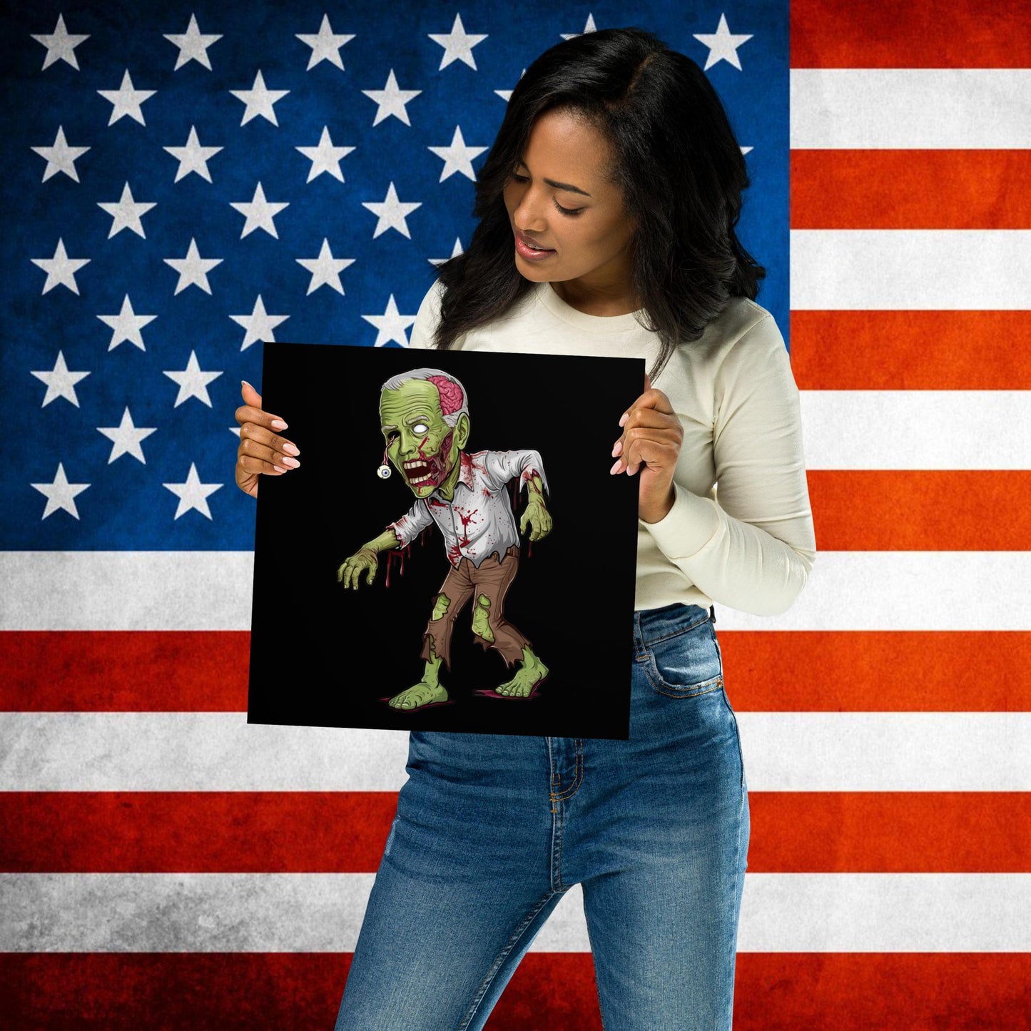 Old Joe Biden Zombie Walking Dead Funny Politics Poster 12″×12″ Posters Joe Biden Politics TV Shows Walking Dead Zombie Next Cult Brand