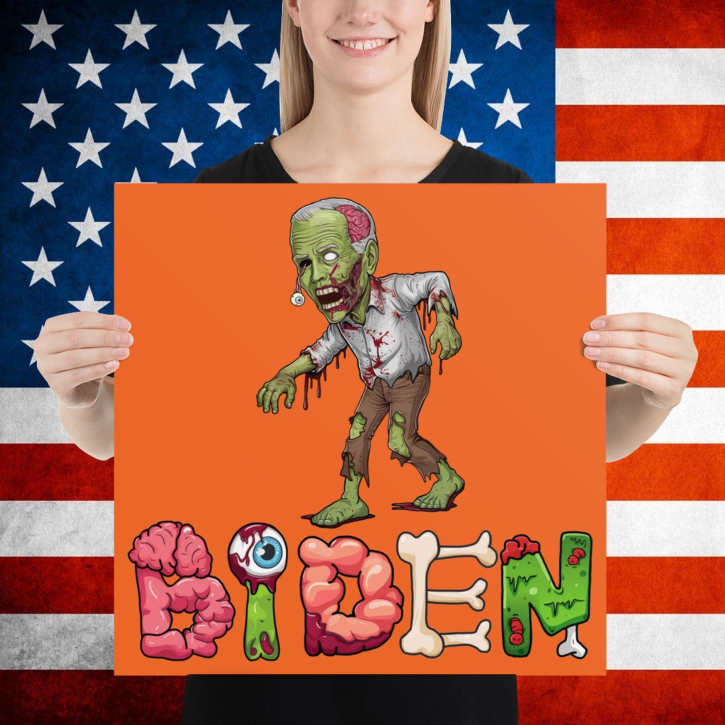 Old Joe Biden Zombie Walking Dead Funny Politics Poster 18″×18″ Posters Joe Biden Politics TV Shows Walking Dead Zombie Next Cult Brand