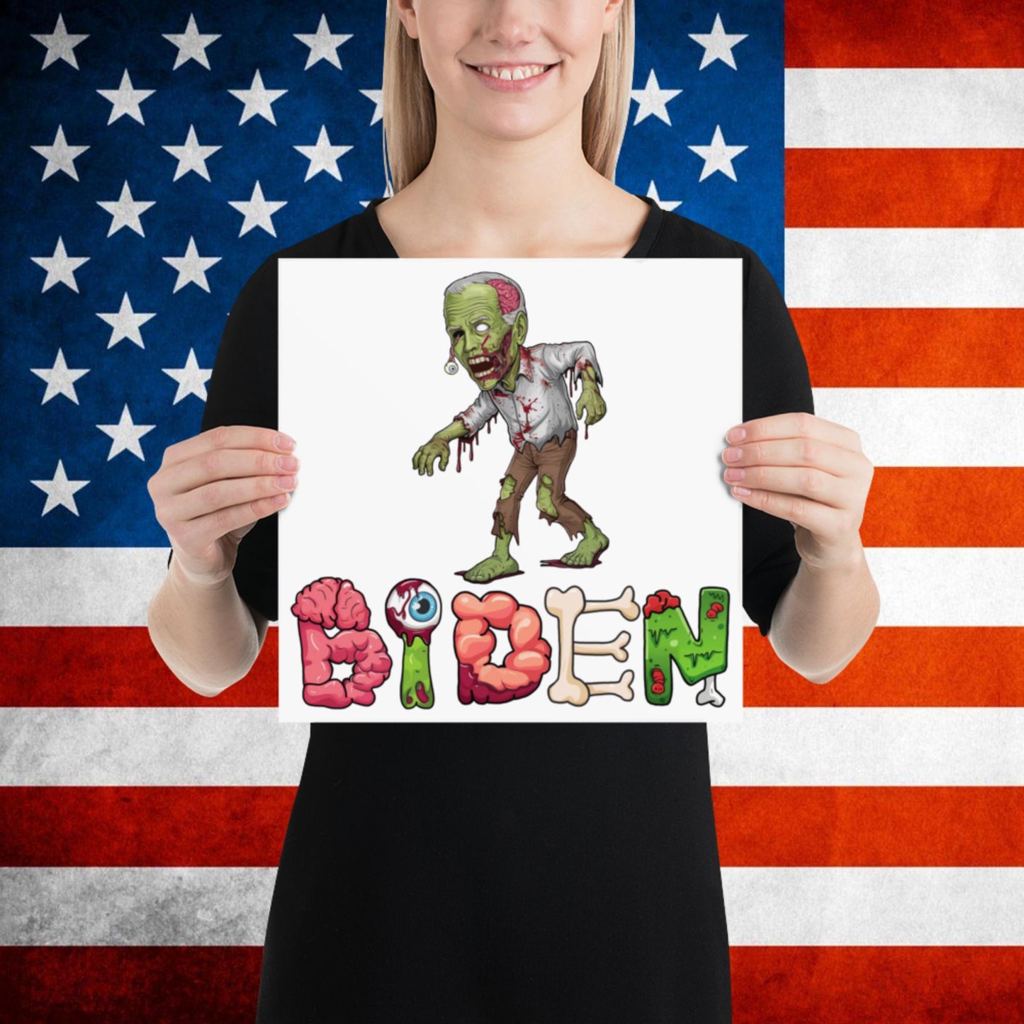 Old Joe Biden Zombie Walking Dead Funny Politics Poster 12″×12″ Posters Joe Biden Politics TV Shows Walking Dead Zombie Next Cult Brand