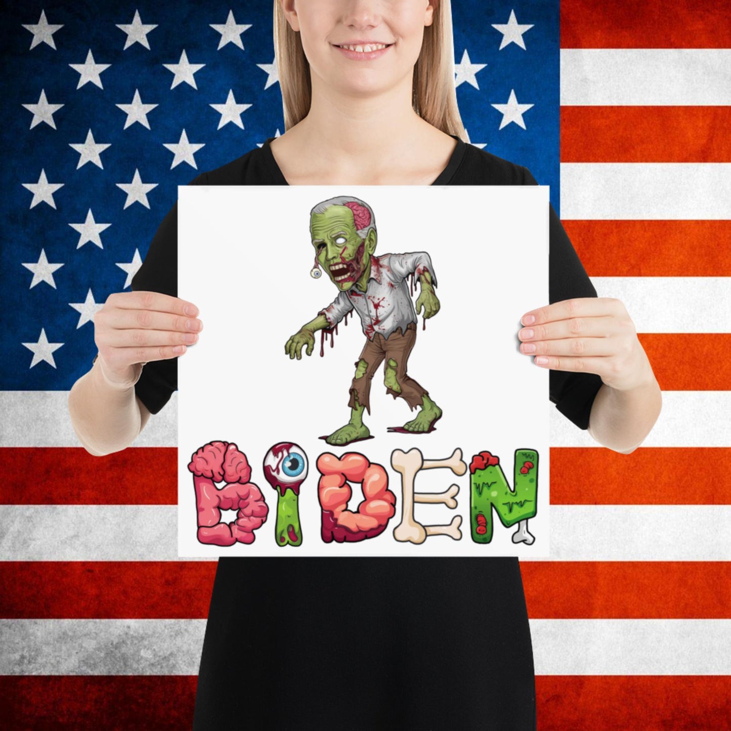 Old Joe Biden Zombie Walking Dead Funny Politics Poster 14″×14″ Posters Joe Biden Politics TV Shows Walking Dead Zombie Next Cult Brand