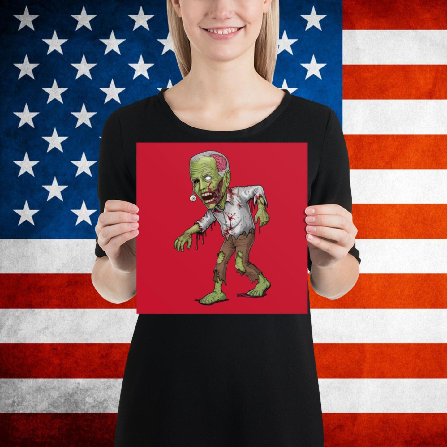 Old Joe Biden Zombie Walking Dead Funny Politics Poster 10″×10″ Posters Joe Biden Politics TV Shows Walking Dead Zombie Next Cult Brand