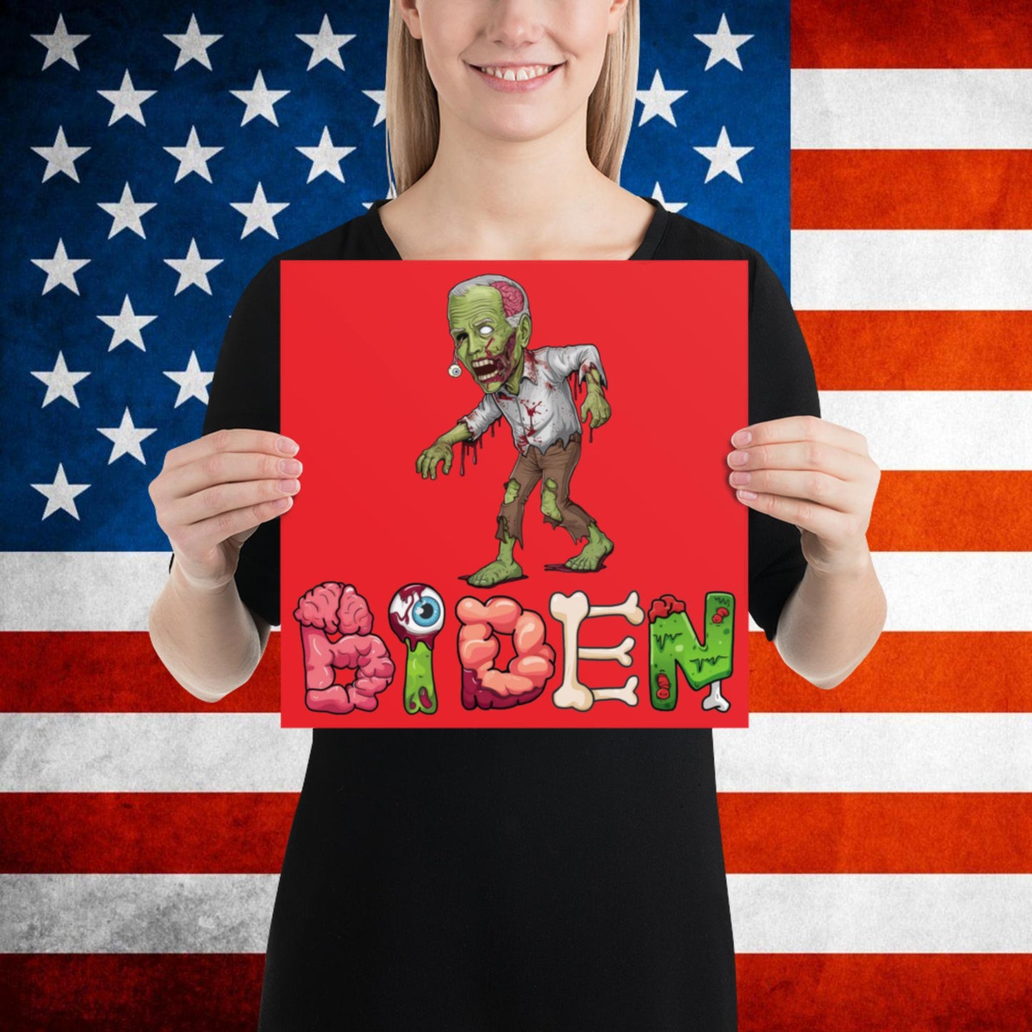 Old Joe Biden Zombie Walking Dead Funny Politics Poster 12″×12″ Posters Joe Biden Politics TV Shows Walking Dead Zombie Next Cult Brand