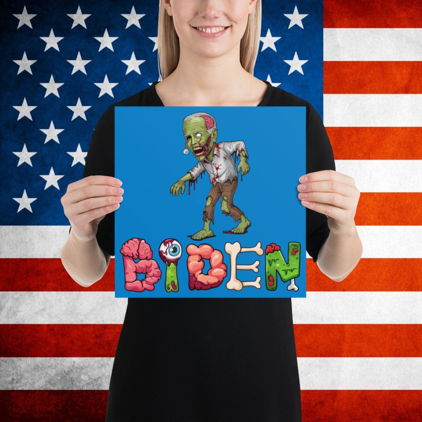 Old Joe Biden Zombie Walking Dead Funny Politics Poster 12″×12″ Posters Joe Biden Politics TV Shows Walking Dead Zombie Next Cult Brand