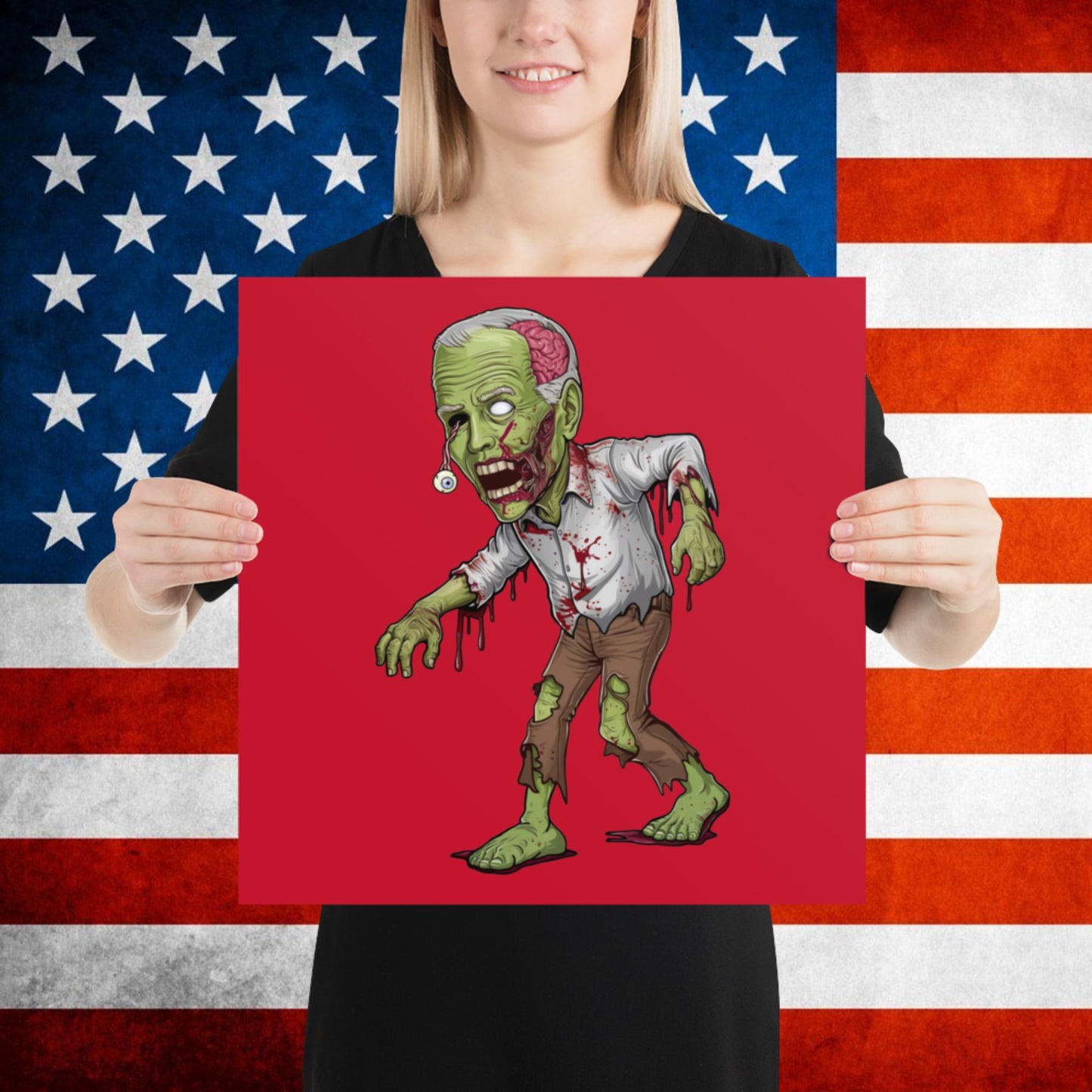Old Joe Biden Zombie Walking Dead Funny Politics Poster 16″×16″ Posters Joe Biden Politics TV Shows Walking Dead Zombie Next Cult Brand