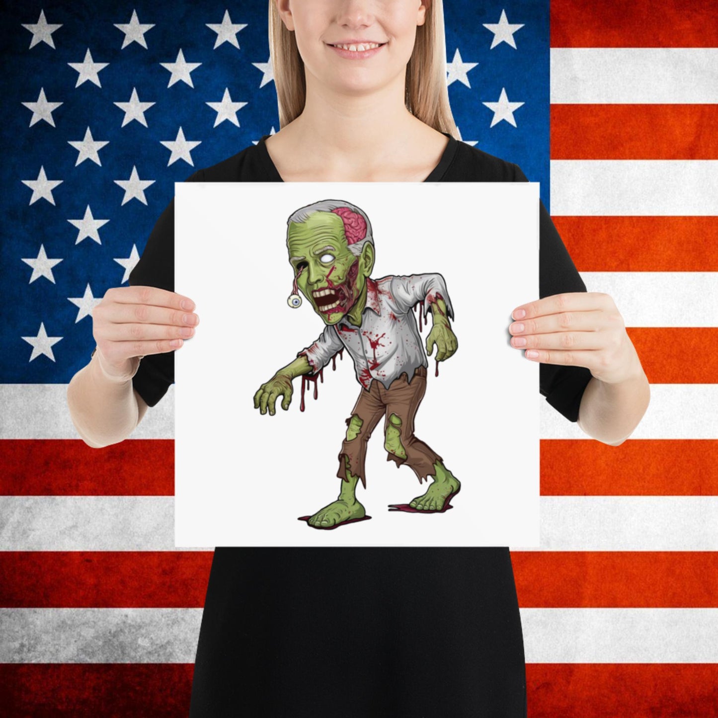 Old Joe Biden Zombie Walking Dead Funny Politics Poster 14″×14″ Posters Joe Biden Politics TV Shows Walking Dead Zombie Next Cult Brand