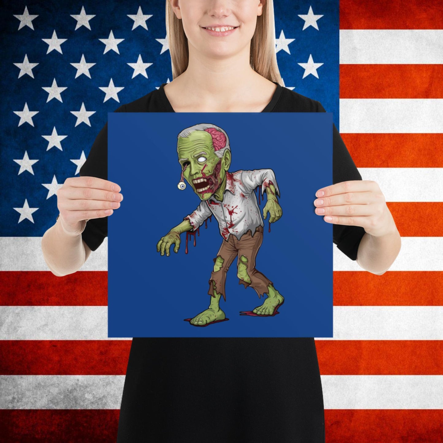 Old Joe Biden Zombie Walking Dead Funny Politics Poster 14″×14″ Posters Joe Biden Politics TV Shows Walking Dead Zombie Next Cult Brand