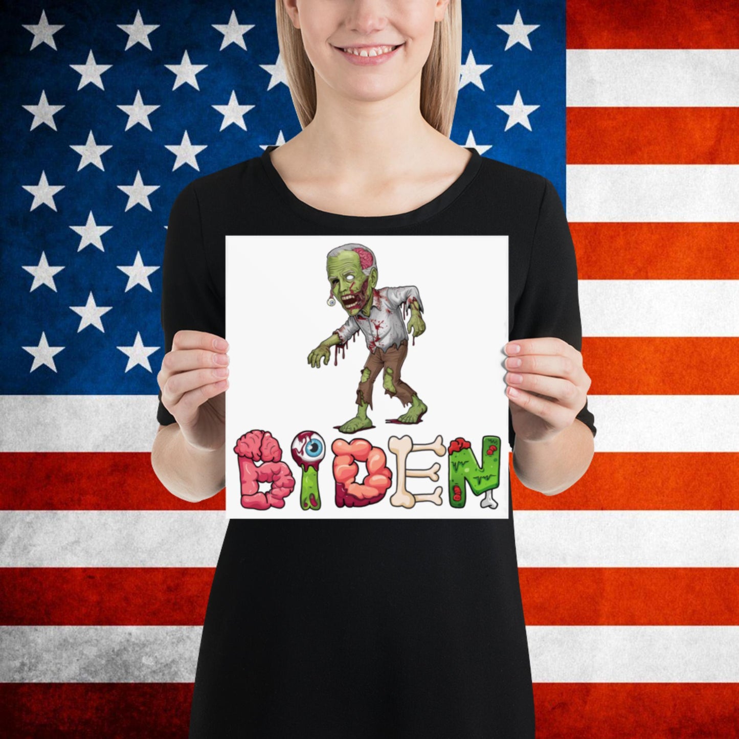 Old Joe Biden Zombie Walking Dead Funny Politics Poster 10″×10″ Posters Joe Biden Politics TV Shows Walking Dead Zombie Next Cult Brand