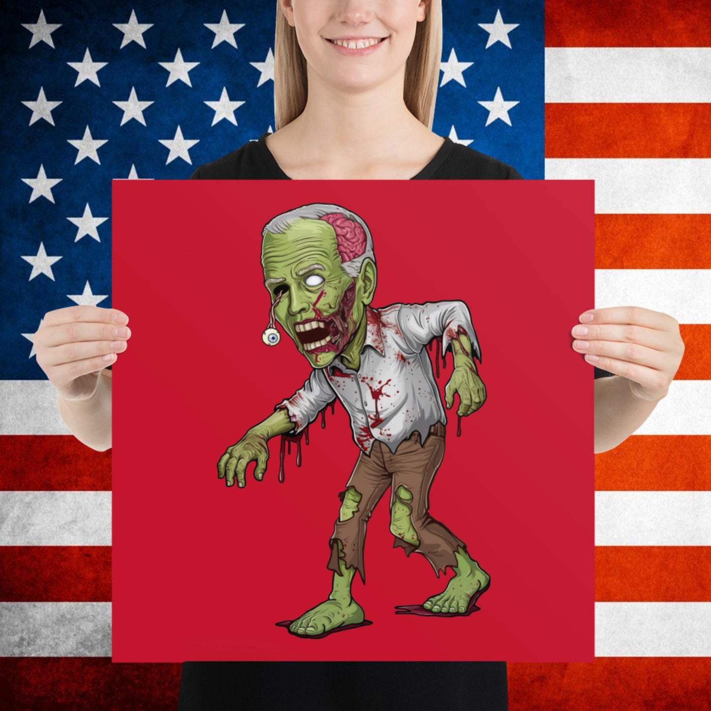 Old Joe Biden Zombie Walking Dead Funny Politics Poster 18″×18″ Posters Joe Biden Politics TV Shows Walking Dead Zombie Next Cult Brand