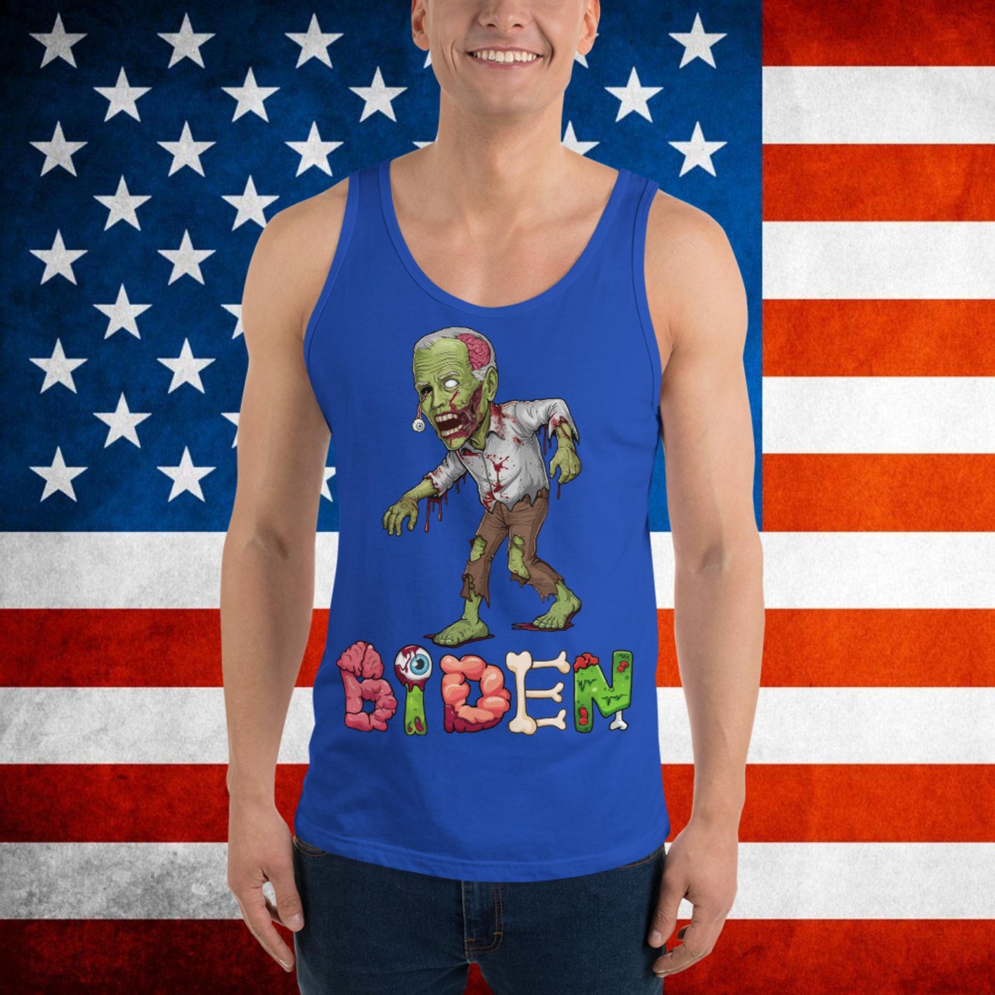 Old Joe Biden Zombie Walking Dead Funny Politics Tank Top True Royal Tank Tops Joe Biden Politics TV Shows Walking Dead Zombie Next Cult Brand