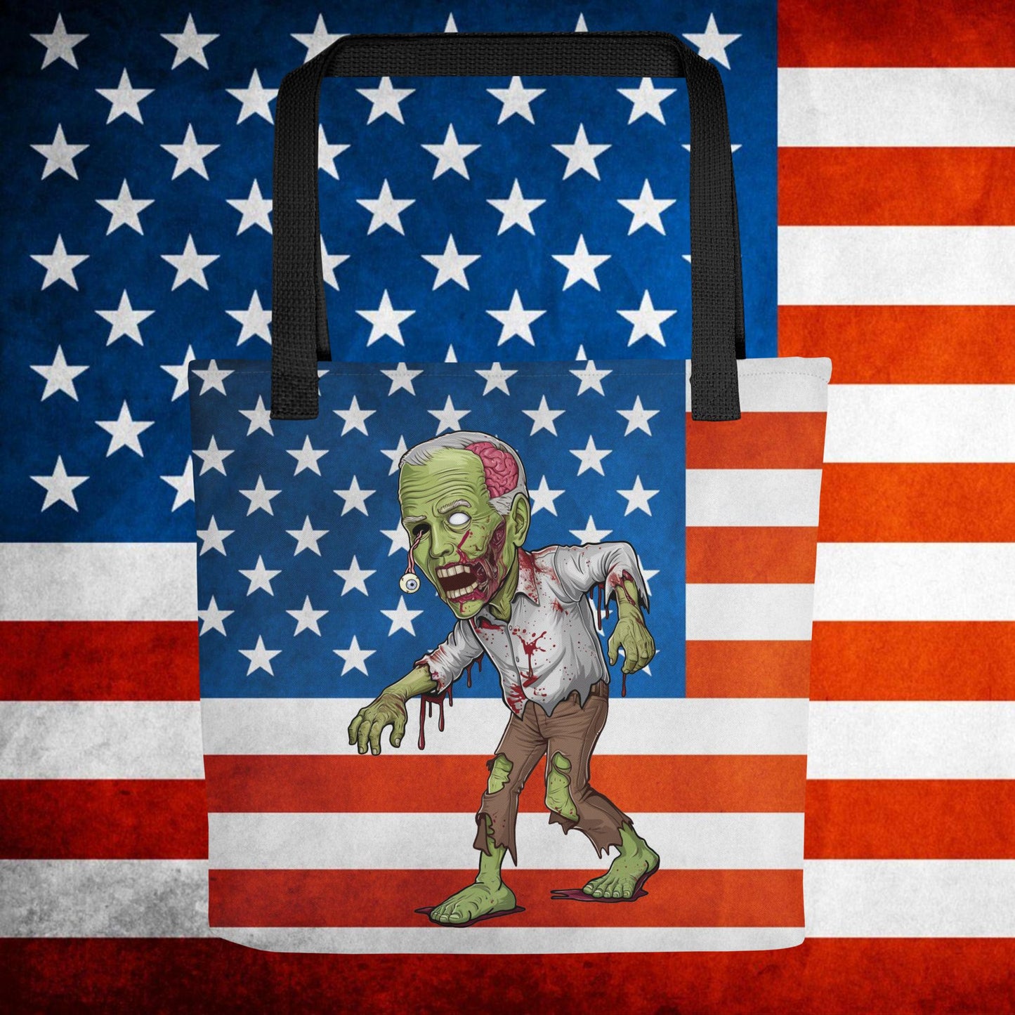Old Joe Biden Zombie Walking Dead Funny Politics Tote bag Black Bags Joe Biden Politics TV Shows Walking Dead Zombie Next Cult Brand