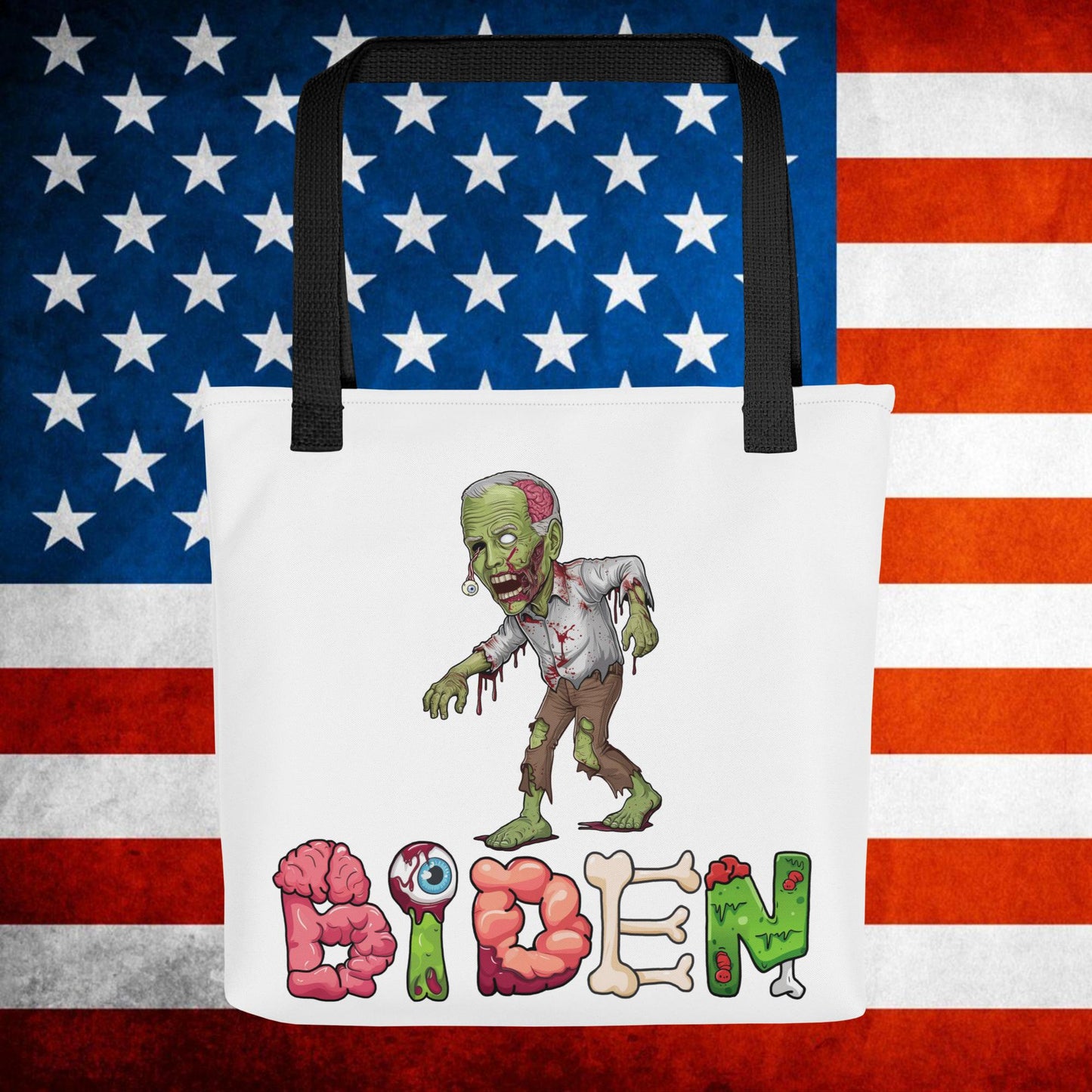 Old Joe Biden Zombie Walking Dead Funny Politics Tote bag Default Title Bags Joe Biden Politics TV Shows Walking Dead Zombie Next Cult Brand