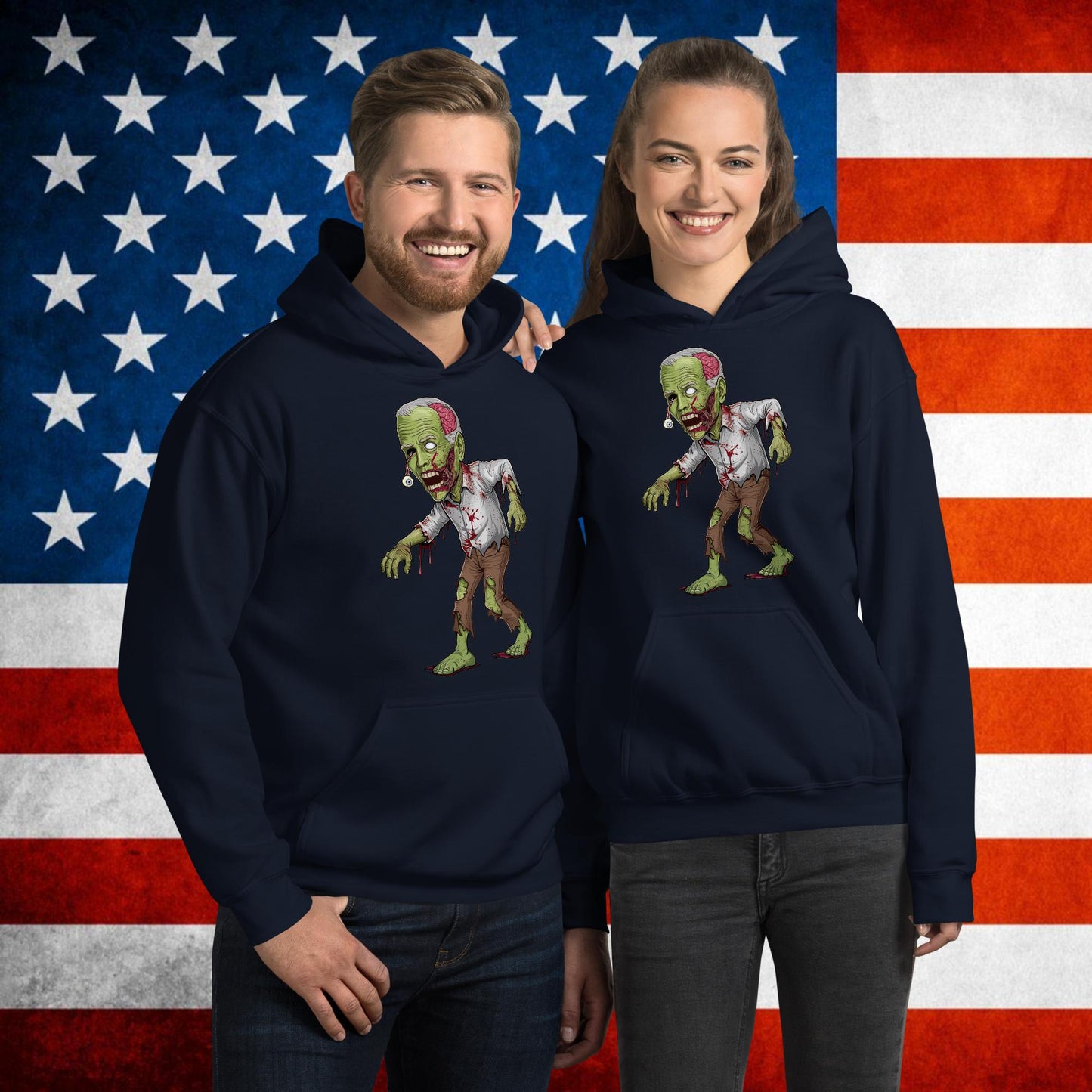 Old Joe Biden Zombie Walking Dead Funny Politics Unisex Hoodie Navy Hoodies Joe Biden Politics TV Shows Walking Dead Zombie Next Cult Brand