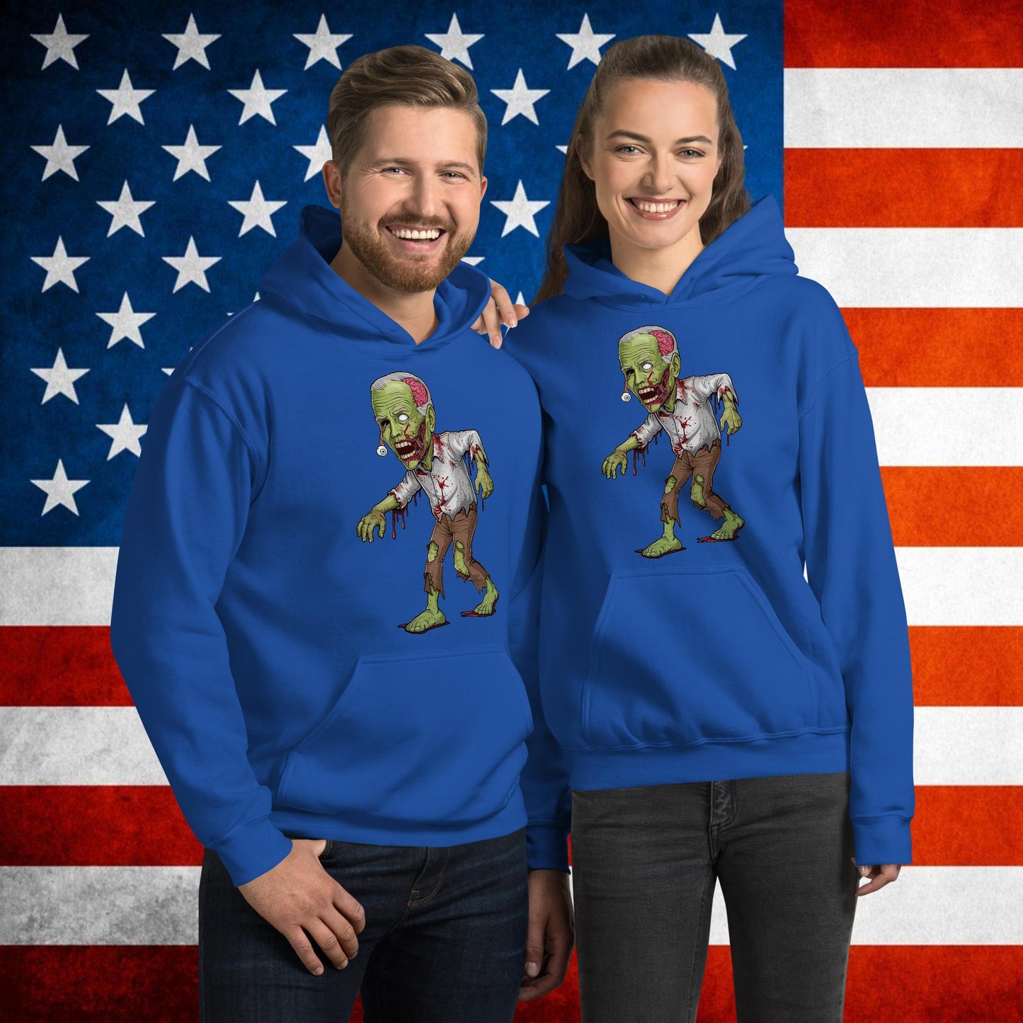 Old Joe Biden Zombie Walking Dead Funny Politics Unisex Hoodie Royal Hoodies Joe Biden Politics TV Shows Walking Dead Zombie Next Cult Brand