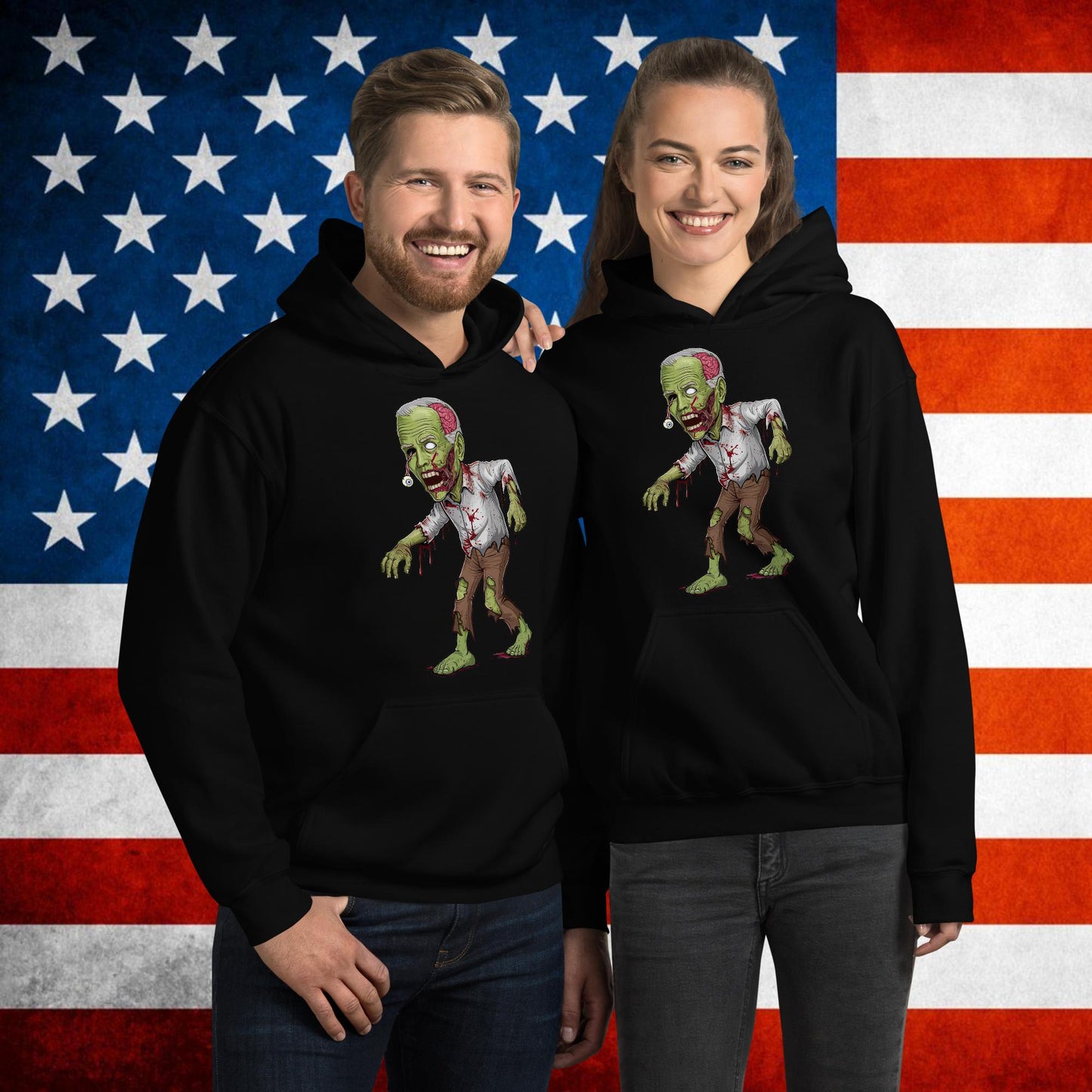 Old Joe Biden Zombie Walking Dead Funny Politics Unisex Hoodie Black Hoodies Joe Biden Politics TV Shows Walking Dead Zombie Next Cult Brand