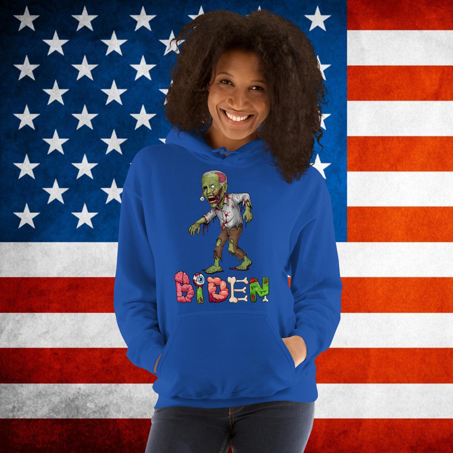Old Joe Biden Zombie Walking Dead Funny Politics Unisex Hoodie Royal Hoodies Joe Biden Politics TV Shows Walking Dead Zombie Next Cult Brand