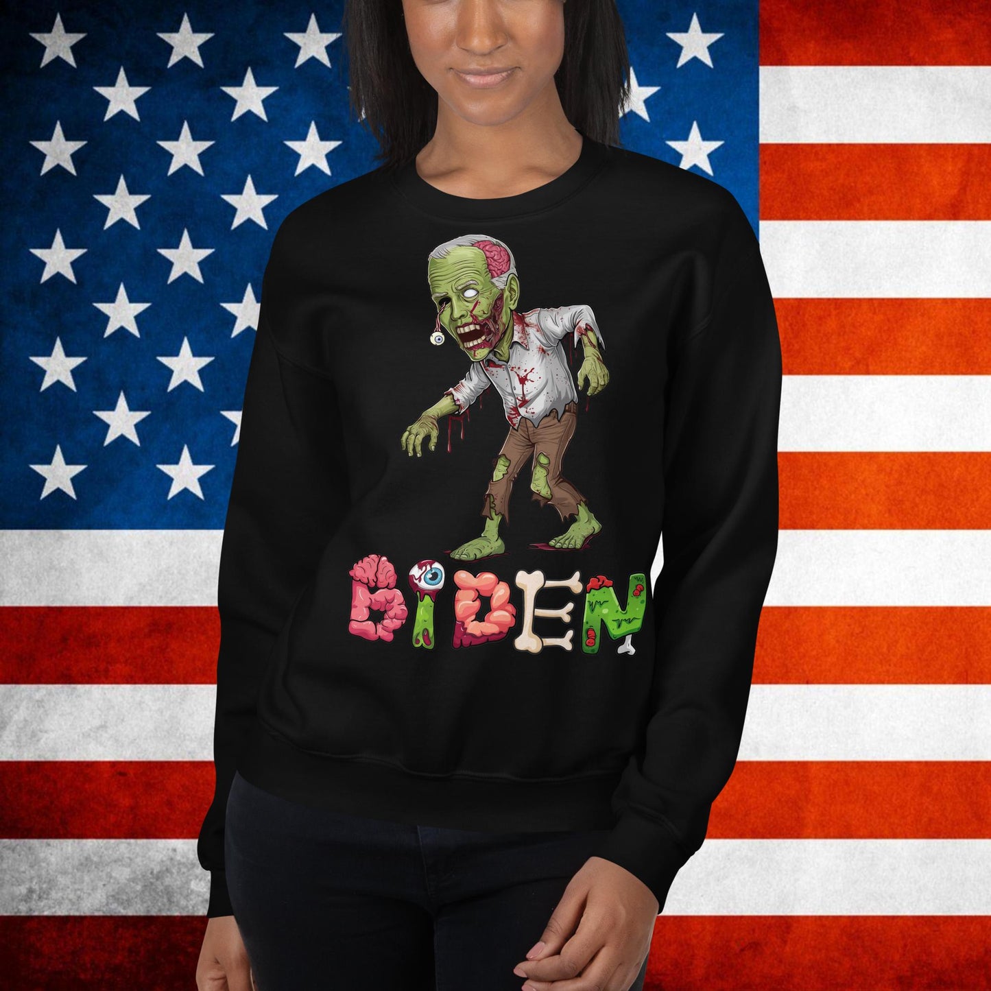Old Joe Biden Zombie Walking Dead Funny Politics Unisex Sweatshirt Black Sweatshirts Joe Biden Politics TV Shows Walking Dead Zombie Next Cult Brand