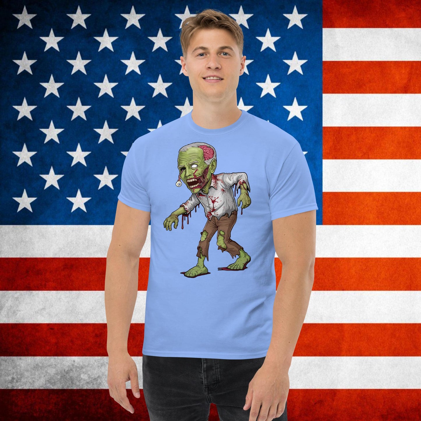 Old Joe Biden Zombie Walking Dead Funny Politics tee Carolina Blue T-shirts Joe Biden Politics TV Shows Walking Dead Zombie Next Cult Brand