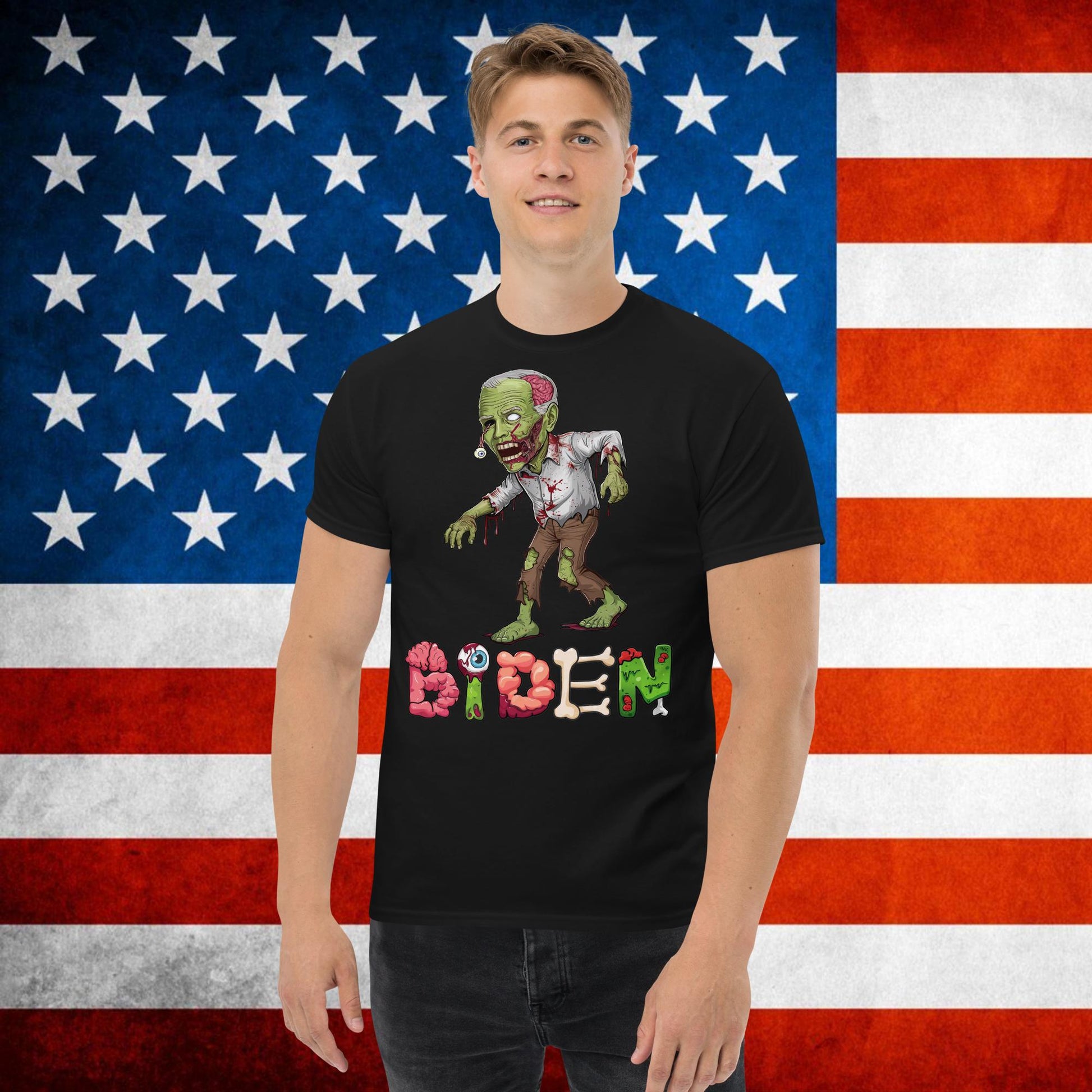 Old Joe Biden Zombie Walking Dead Funny Politics tee Black T-shirts Joe Biden Politics TV Shows Walking Dead Zombie Next Cult Brand