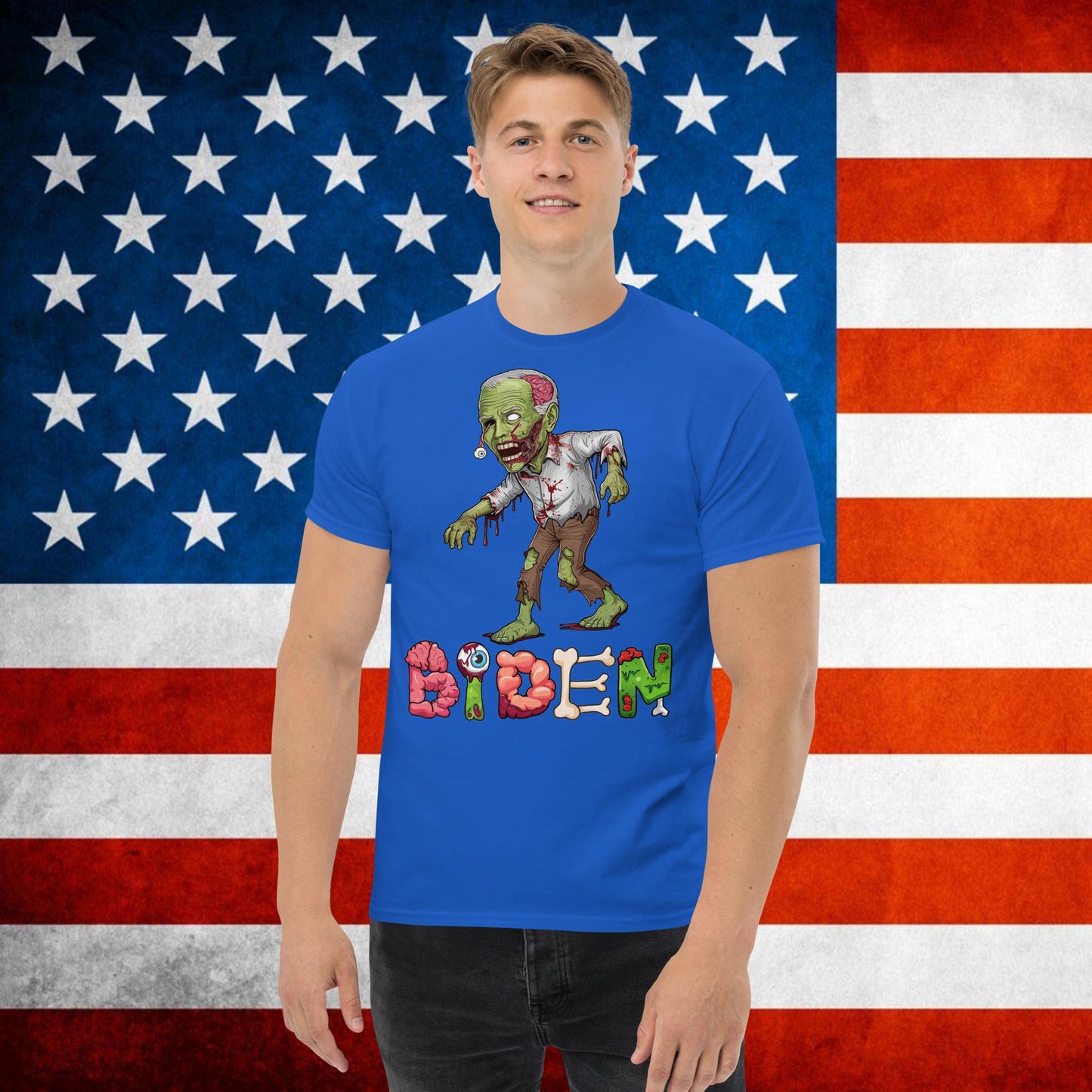Old Joe Biden Zombie Walking Dead Funny Politics tee Royal T-shirts Joe Biden Politics TV Shows Walking Dead Zombie Next Cult Brand