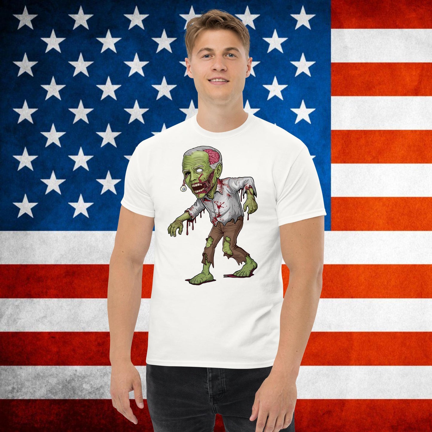 Old Joe Biden Zombie Walking Dead Funny Politics tee White T-shirts Joe Biden Politics TV Shows Walking Dead Zombie Next Cult Brand