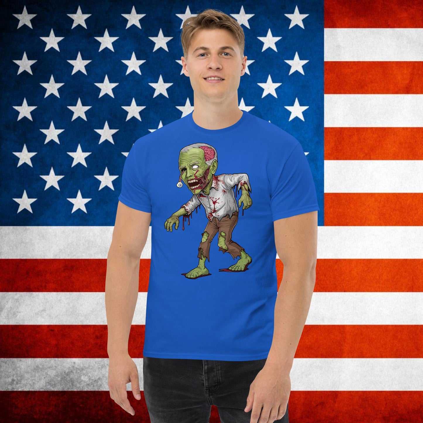 Old Joe Biden Zombie Walking Dead Funny Politics tee Royal T-shirts Joe Biden Politics TV Shows Walking Dead Zombie Next Cult Brand