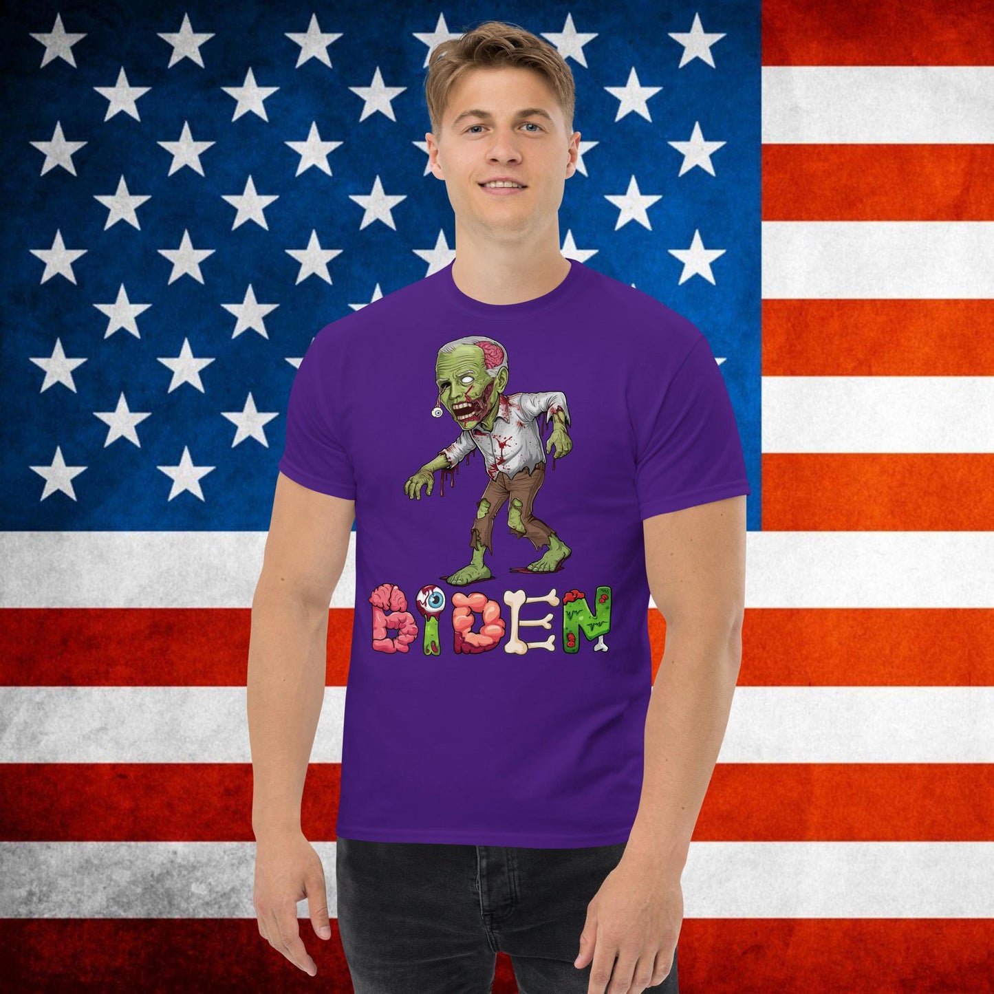 Old Joe Biden Zombie Walking Dead Funny Politics tee Purple T-shirts Joe Biden Politics TV Shows Walking Dead Zombie Next Cult Brand