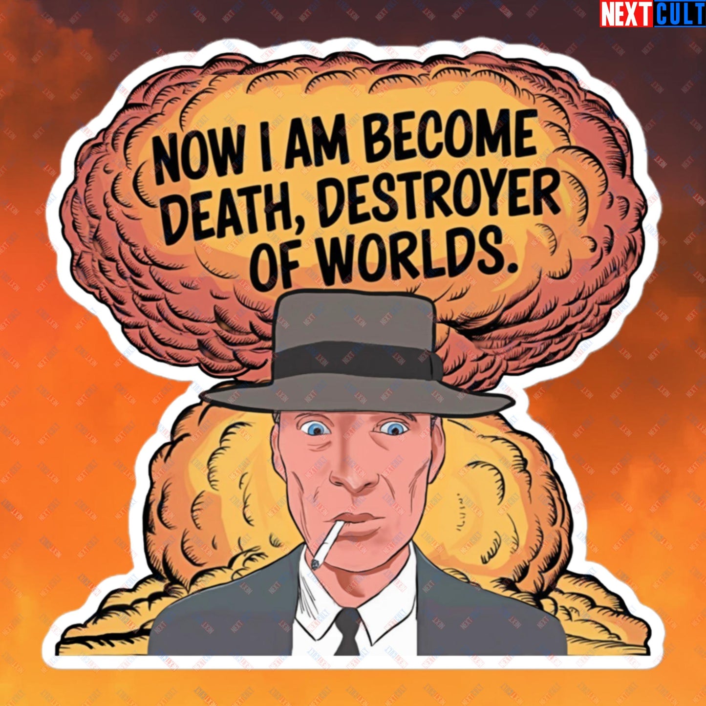 Oppenheimer I am Death, Destroyer of Worlds Atomic Bomb Explosion Bubble-free stickers 5.5″×5.5″ Stickers Cillian Murphy Movies Oppenheimer Next Cult Brand