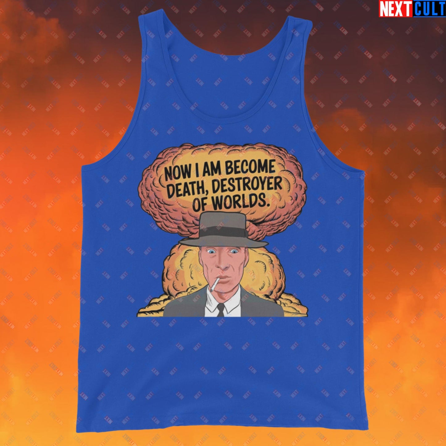 Oppenheimer I am Death, Destroyer of Worlds Atomic Bomb Explosion Tank Top True Royal Tank Tops Cillian Murphy Movies Oppenheimer Next Cult Brand