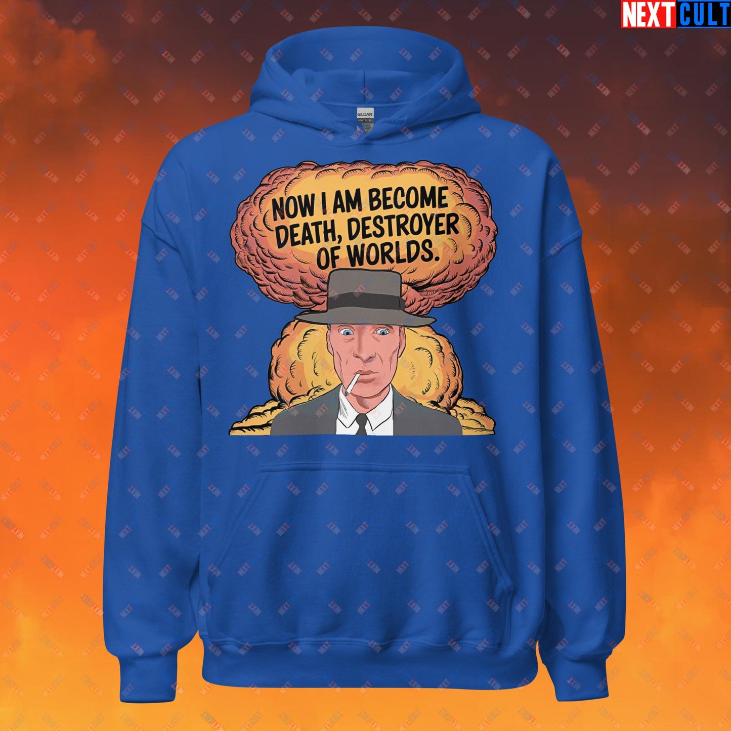 Oppenheimer I am Death, Destroyer of Worlds Atomic Bomb Explosion Unisex Hoodie Royal Hoodies Cillian Murphy Movies Oppenheimer Next Cult Brand