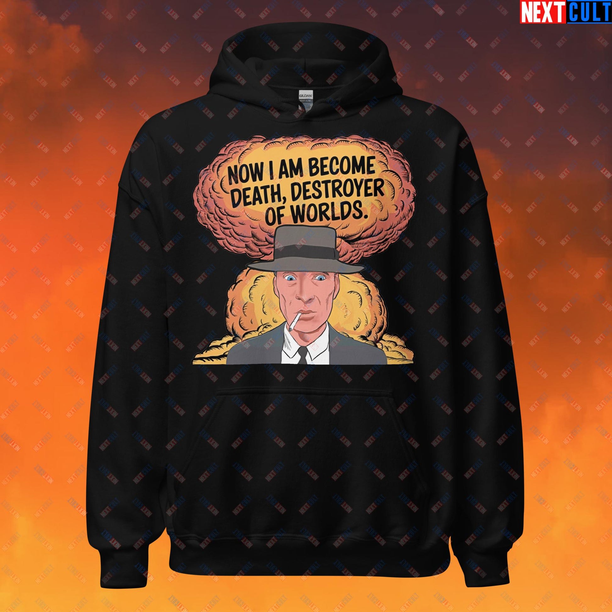 Oppenheimer I am Death, Destroyer of Worlds Atomic Bomb Explosion Unisex Hoodie Black Hoodies Cillian Murphy Movies Oppenheimer Next Cult Brand