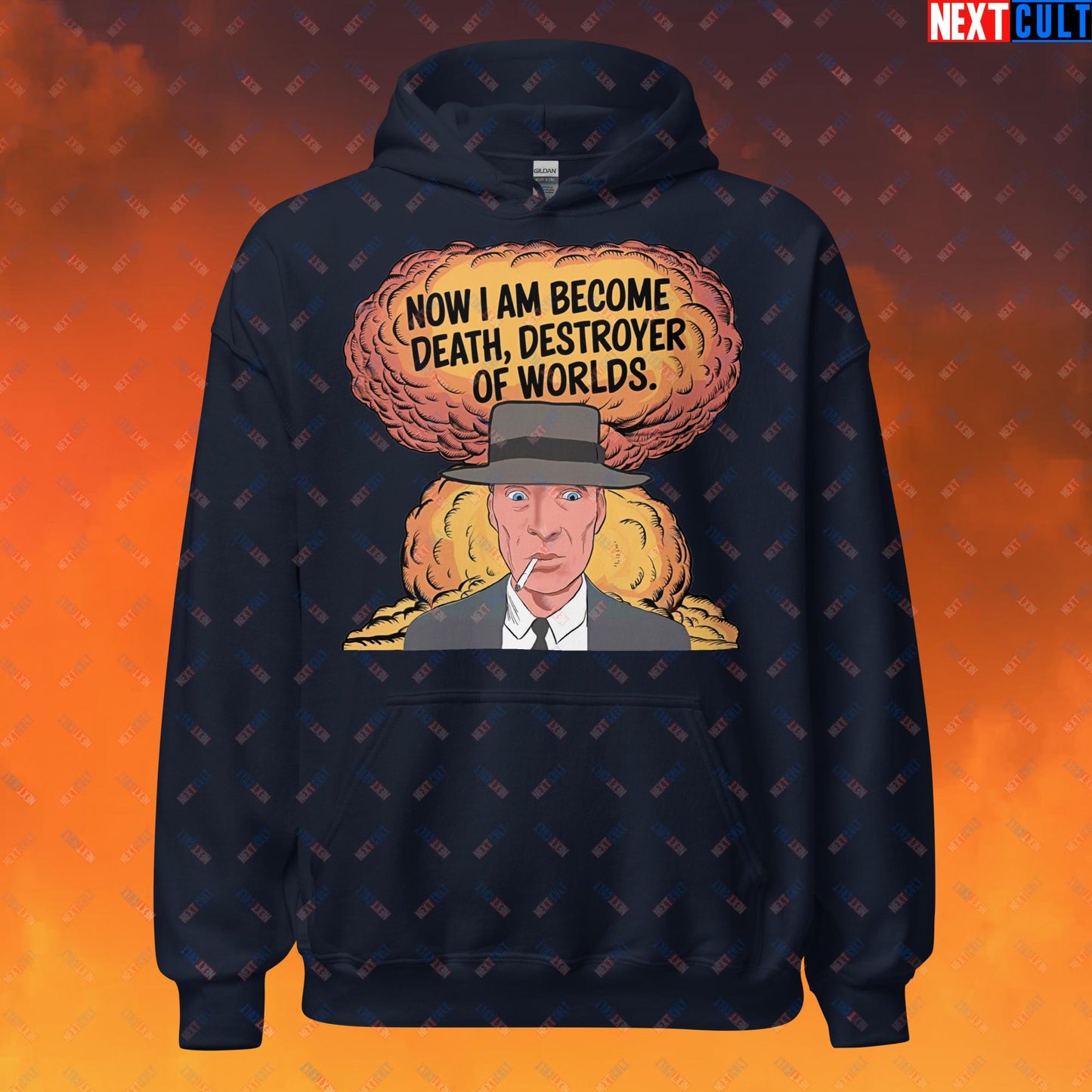 Oppenheimer I am Death, Destroyer of Worlds Atomic Bomb Explosion Unisex Hoodie Navy Hoodies Cillian Murphy Movies Oppenheimer Next Cult Brand