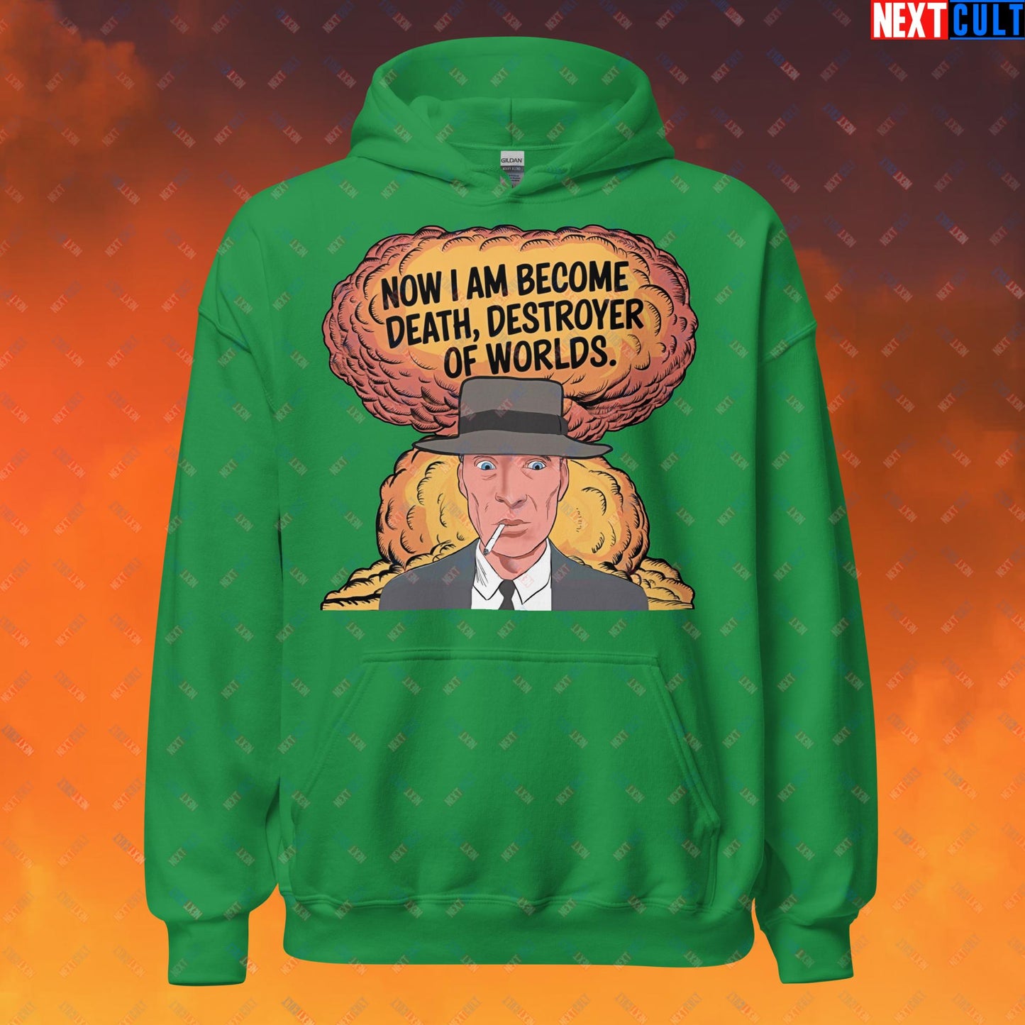 Oppenheimer I am Death, Destroyer of Worlds Atomic Bomb Explosion Unisex Hoodie Irish Green Hoodies Cillian Murphy Movies Oppenheimer Next Cult Brand