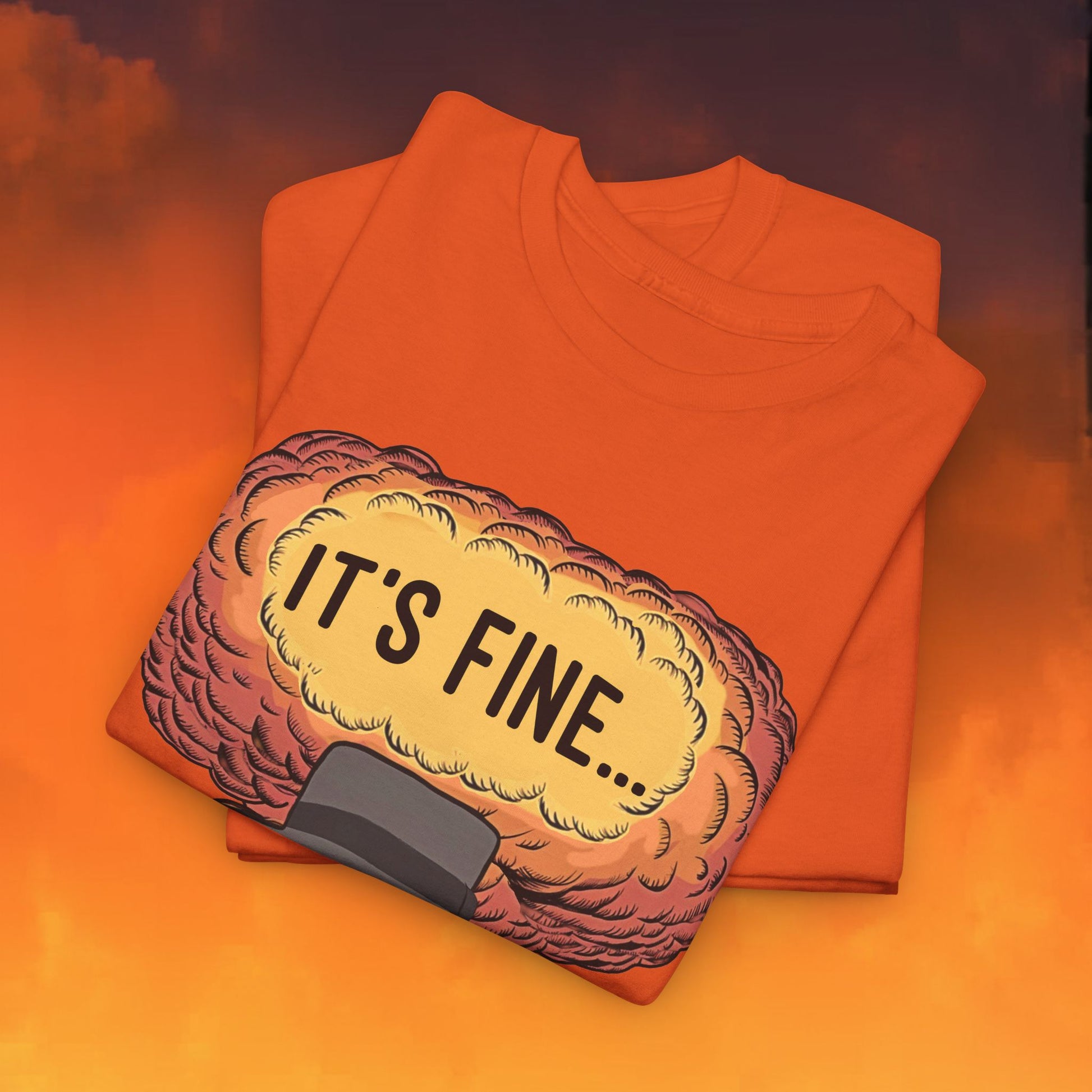 Oppenheimer It's Fine Funny Movie Parody Nuclear Atomic Bomb Explosion Unisex Heavy Cotton Tee T-shirts Cillian Murphy Movies Oppenheimer Printify