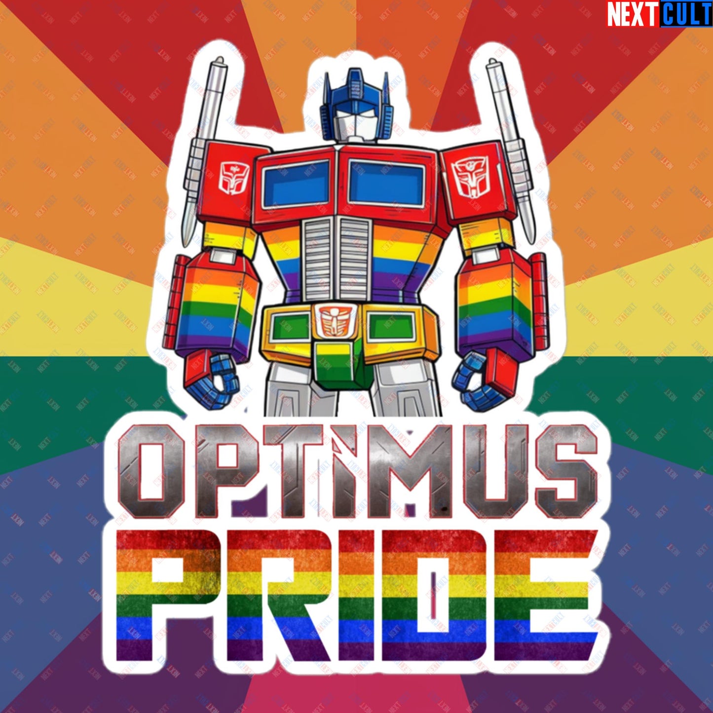 Optimus Pride Transformer Gay Pride Funny LGBTQ+ Bubble-free stickers 5.5″×5.5″ Stickers LGBTQ+ Movies Transformers Next Cult Brand