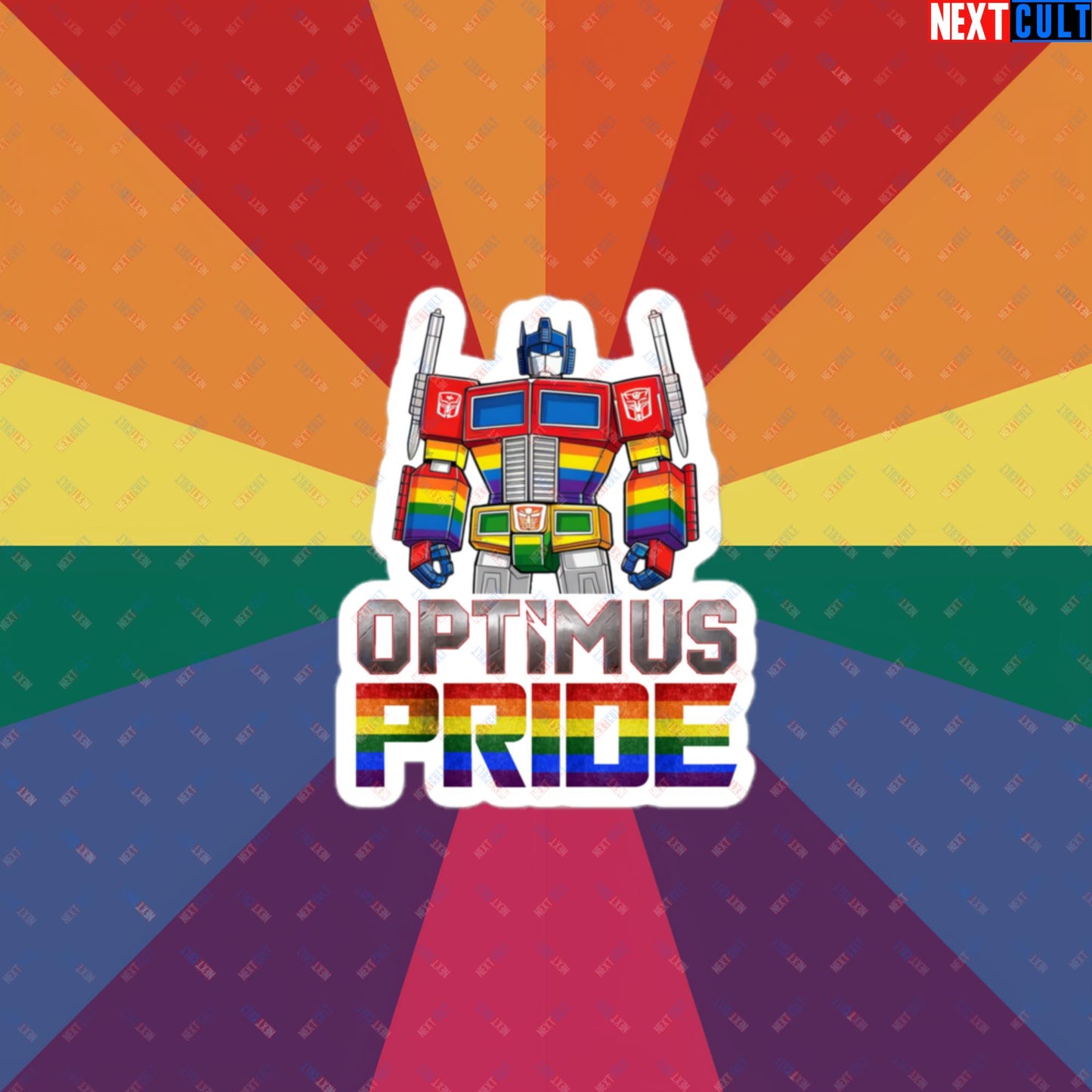 Optimus Pride Transformer Gay Pride Funny LGBTQ+ Bubble-free stickers 3″×3″ Stickers LGBTQ+ Movies Transformers Next Cult Brand