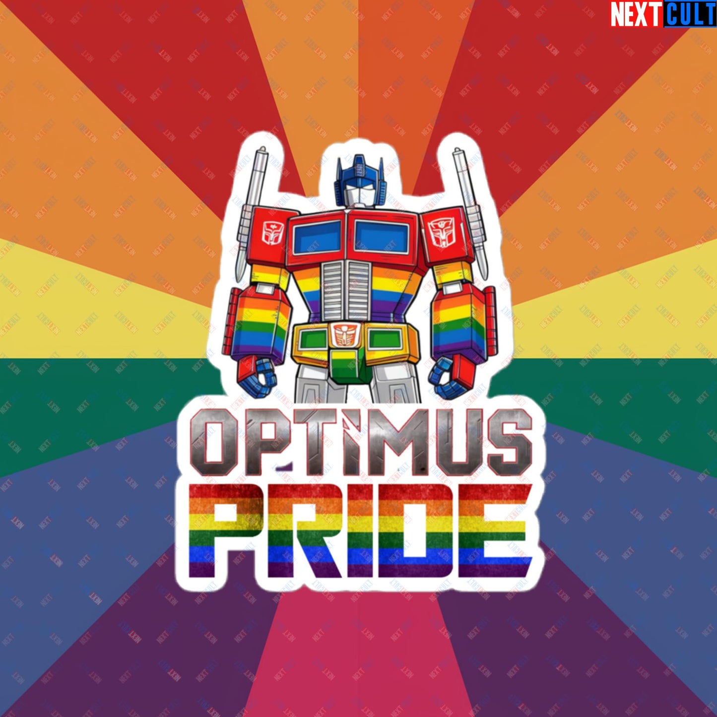 Optimus Pride Transformer Gay Pride Funny LGBTQ+ Bubble-free stickers 4″×4″ Stickers LGBTQ+ Movies Transformers Next Cult Brand