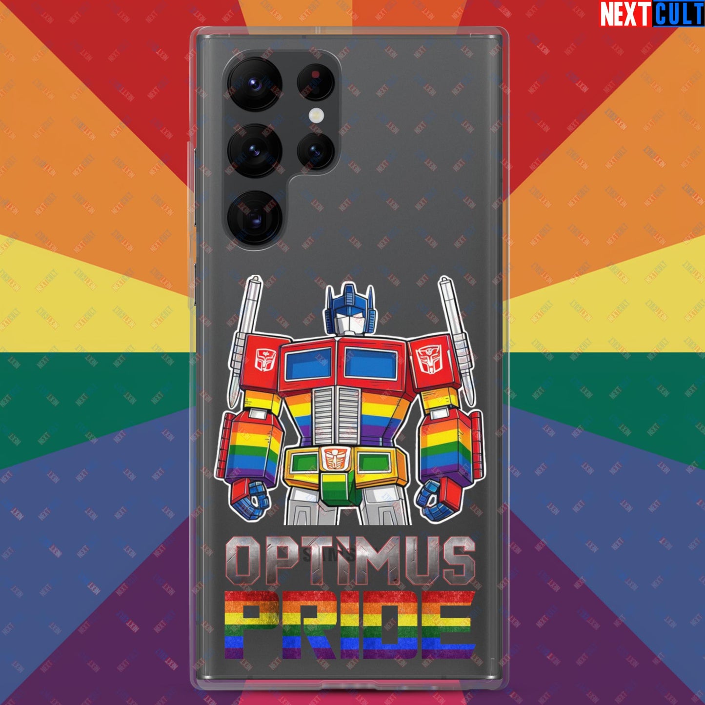 Optimus Pride Transformer Gay Pride Funny LGBTQ+ Clear Case for Samsung Samsung Galaxy S22 Ultra Mobile Phone Cases LGBTQ+ Movies Transformers Next Cult Brand