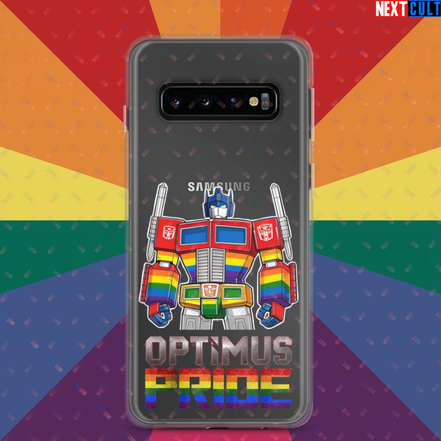 Optimus Pride Transformer Gay Pride Funny LGBTQ+ Clear Case for Samsung Samsung Galaxy S10 Mobile Phone Cases LGBTQ+ Movies Transformers Next Cult Brand