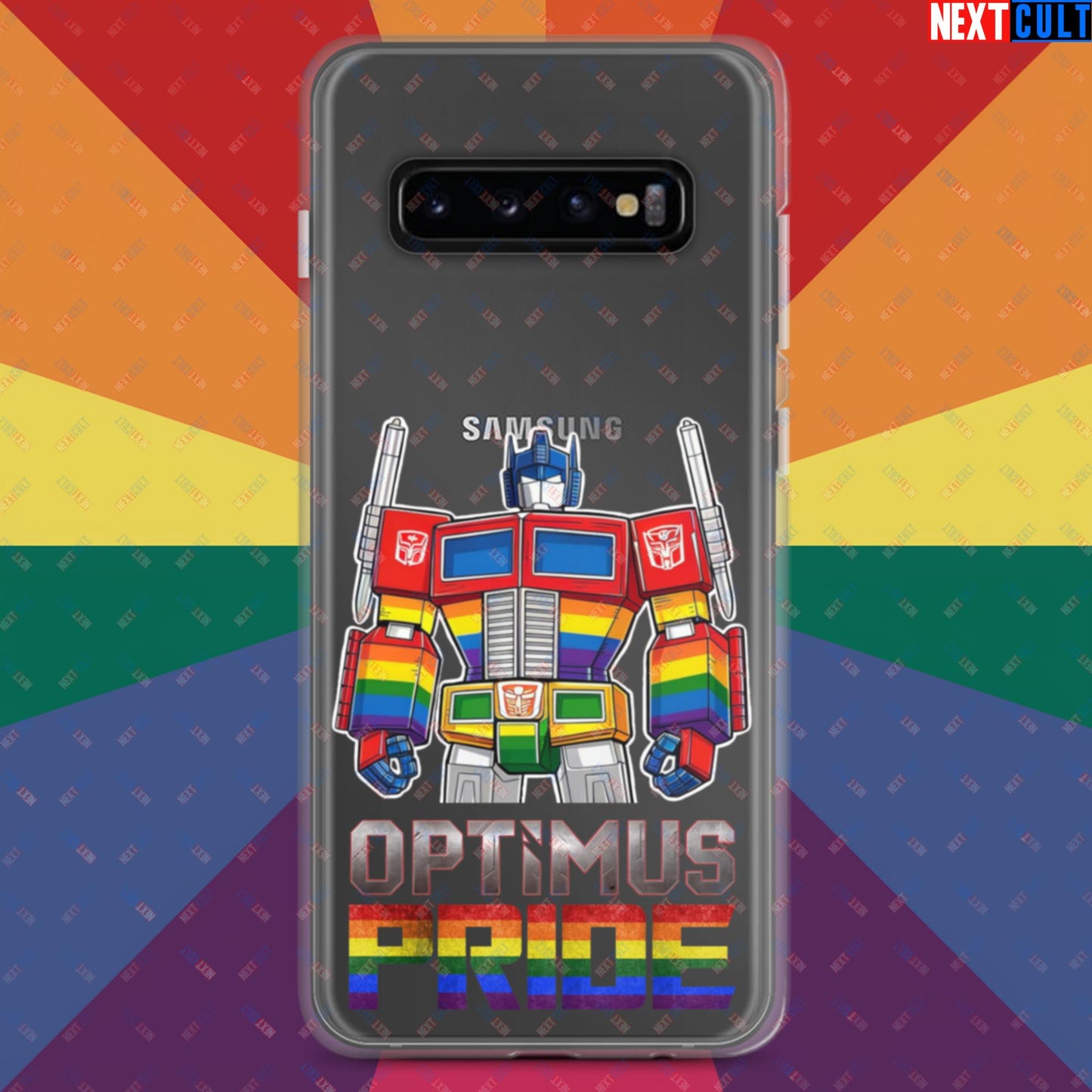 Optimus Pride Transformer Gay Pride Funny LGBTQ+ Clear Case for Samsung Samsung Galaxy S10+ Mobile Phone Cases LGBTQ+ Movies Transformers Next Cult Brand