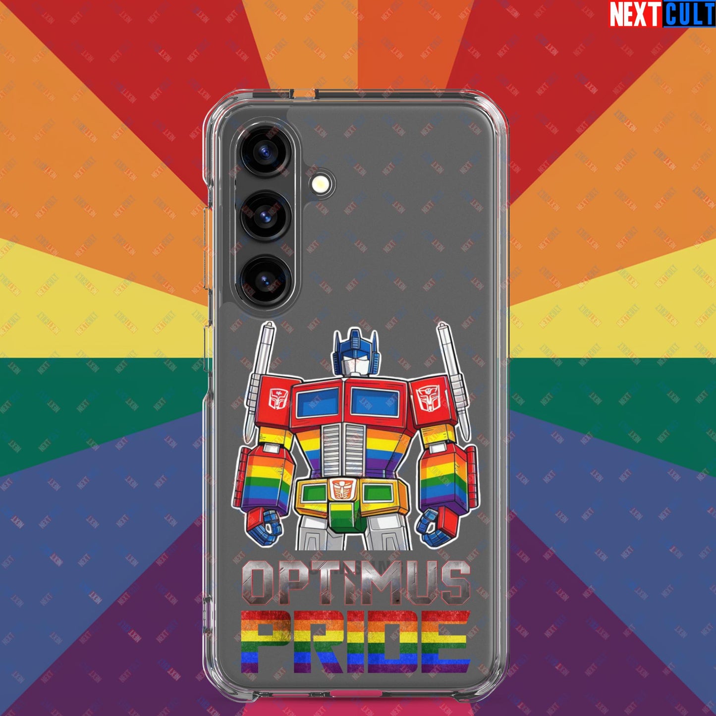 Optimus Pride Transformer Gay Pride Funny LGBTQ+ Clear Case for Samsung Samsung Galaxy S24 Mobile Phone Cases LGBTQ+ Movies Transformers Next Cult Brand