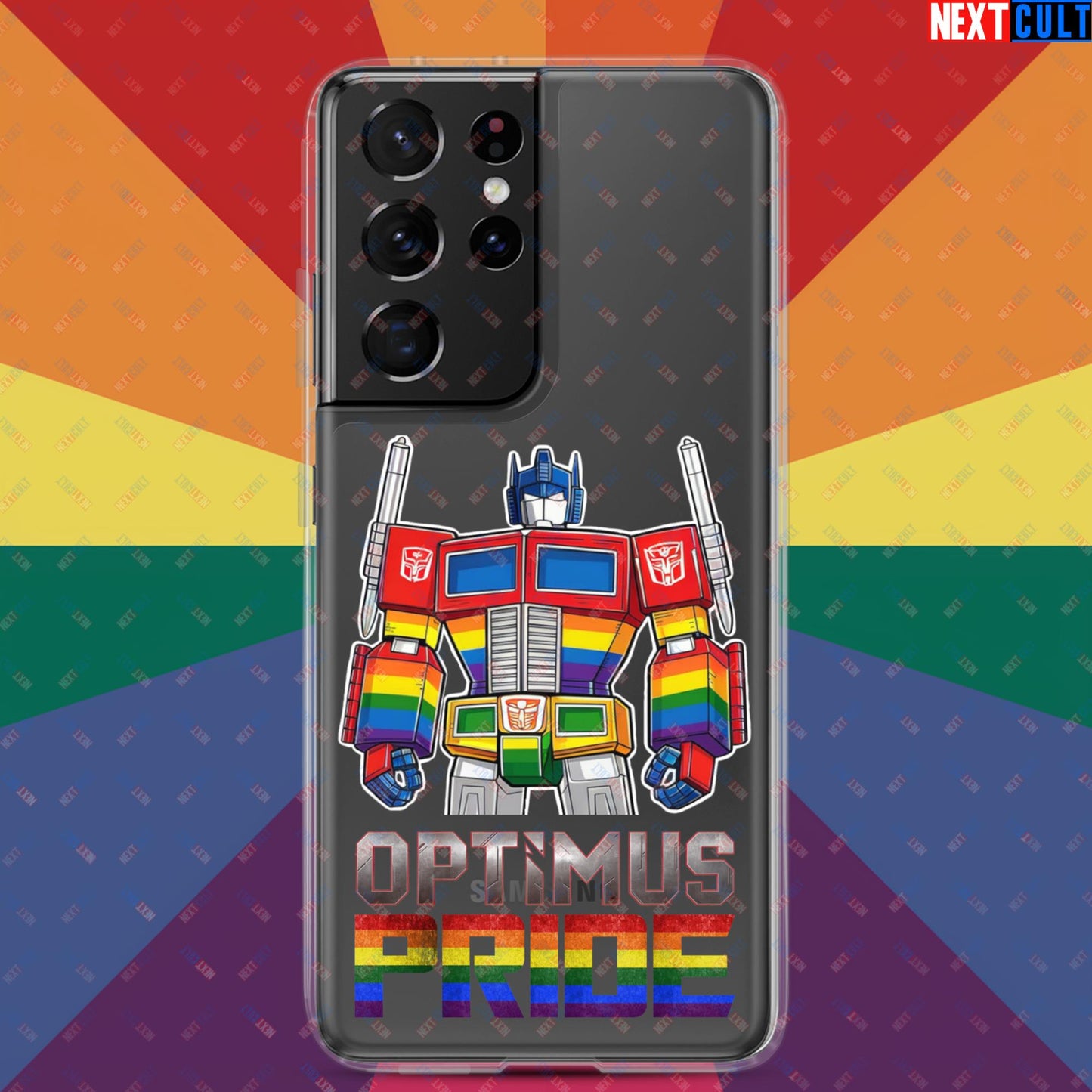 Optimus Pride Transformer Gay Pride Funny LGBTQ+ Clear Case for Samsung Samsung Galaxy S21 Ultra Mobile Phone Cases LGBTQ+ Movies Transformers Next Cult Brand
