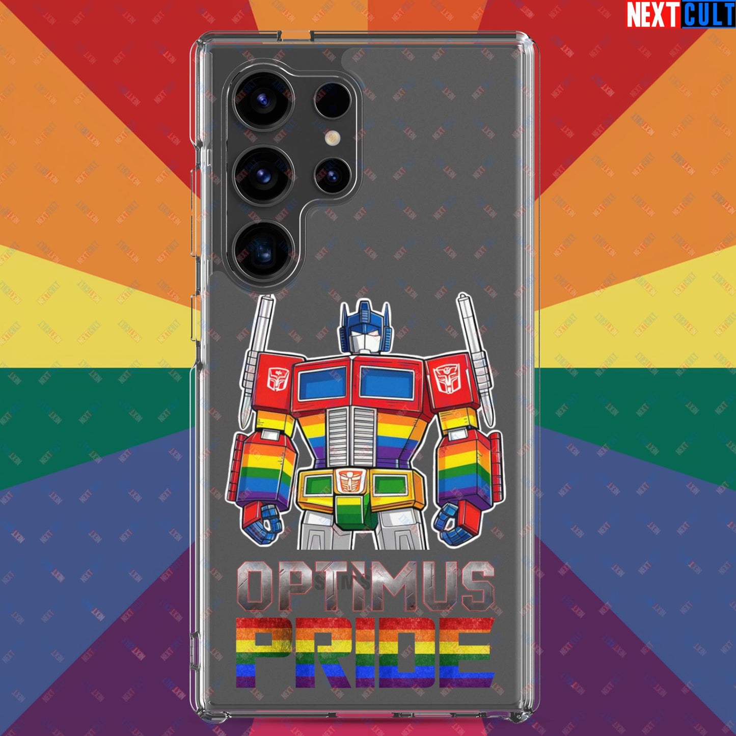 Optimus Pride Transformer Gay Pride Funny LGBTQ+ Clear Case for Samsung Samsung Galaxy S24 Ultra Mobile Phone Cases LGBTQ+ Movies Transformers Next Cult Brand