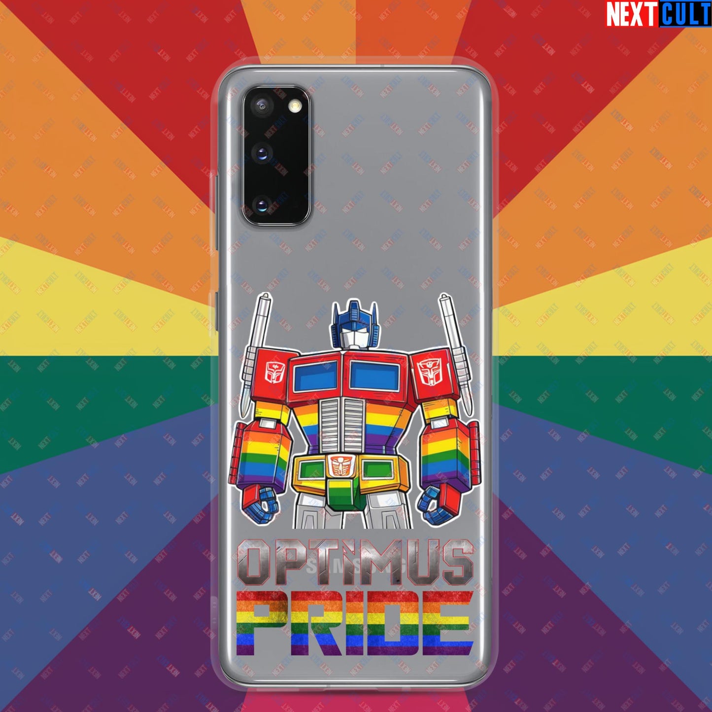 Optimus Pride Transformer Gay Pride Funny LGBTQ+ Clear Case for Samsung Samsung Galaxy S20 Mobile Phone Cases LGBTQ+ Movies Transformers Next Cult Brand