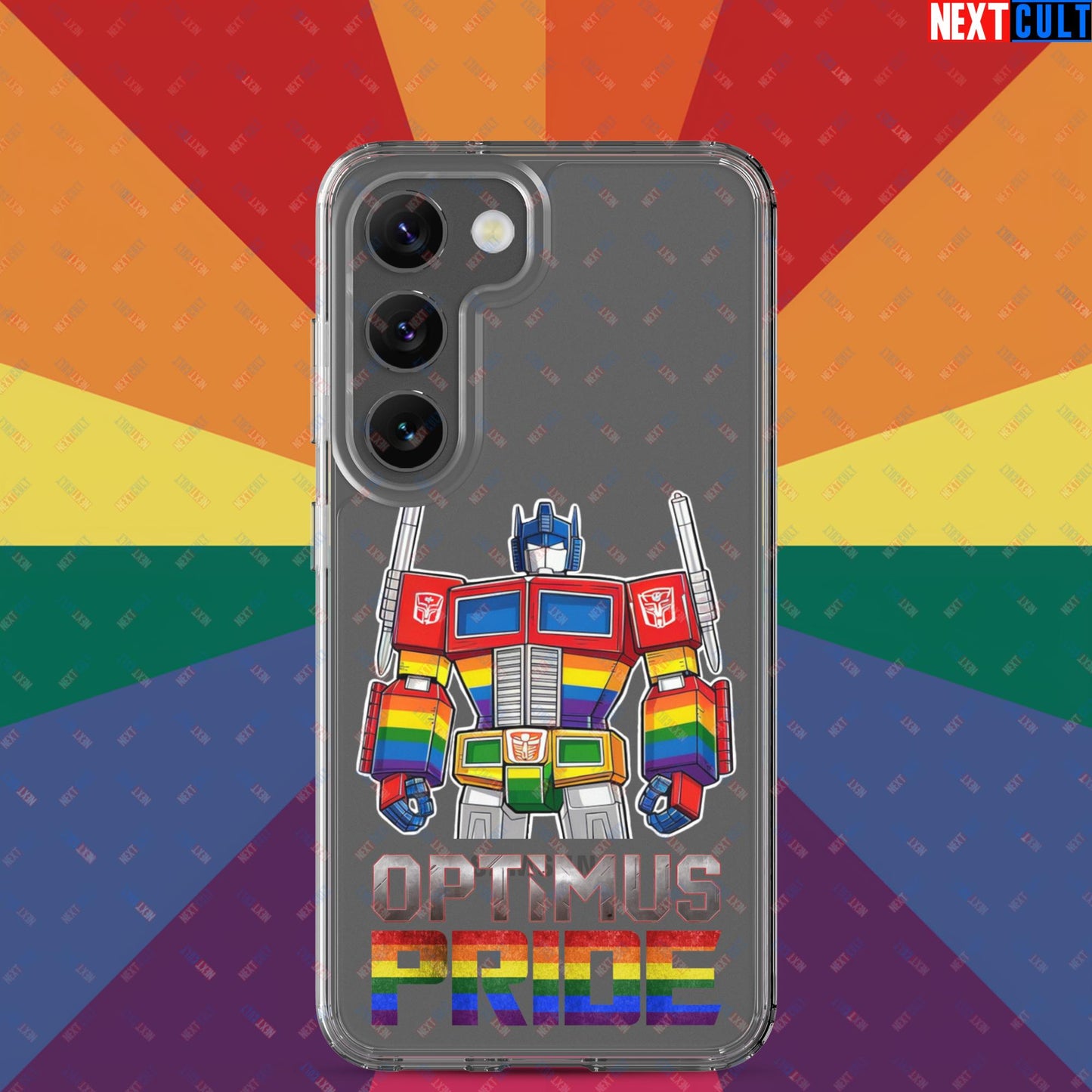 Optimus Pride Transformer Gay Pride Funny LGBTQ+ Clear Case for Samsung Samsung Galaxy S23 Mobile Phone Cases LGBTQ+ Movies Transformers Next Cult Brand
